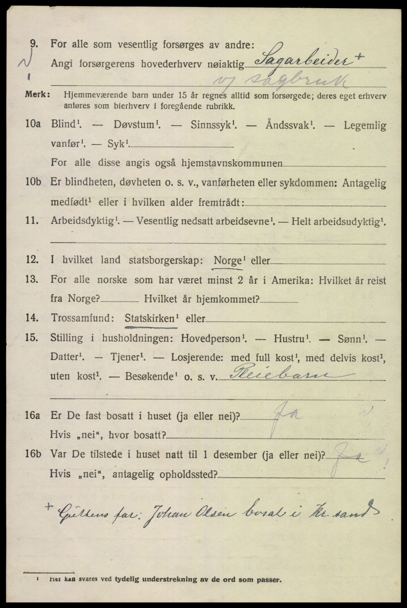 SAK, Folketelling 1920 for 1013 Tveit herred, 1920, s. 1209