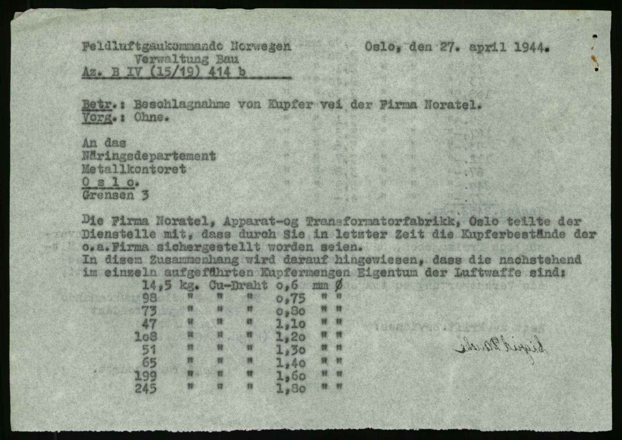 Direktoratet for industriforsyning, Sekretariatet, AV/RA-S-4153/D/Df/L0054: 9. Metallkontoret, 1940-1945, s. 430