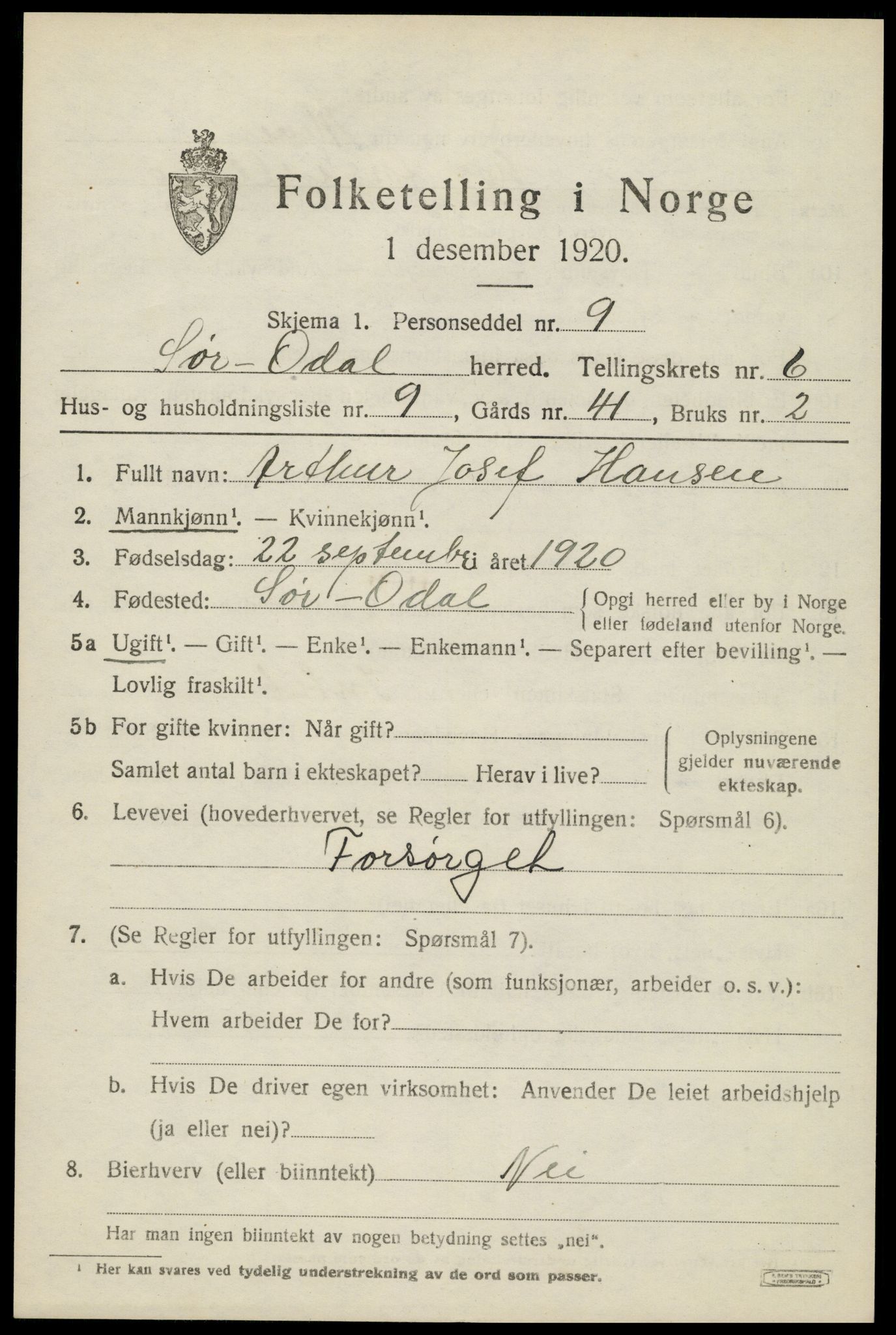 SAH, Folketelling 1920 for 0419 Sør-Odal herred, 1920, s. 6835