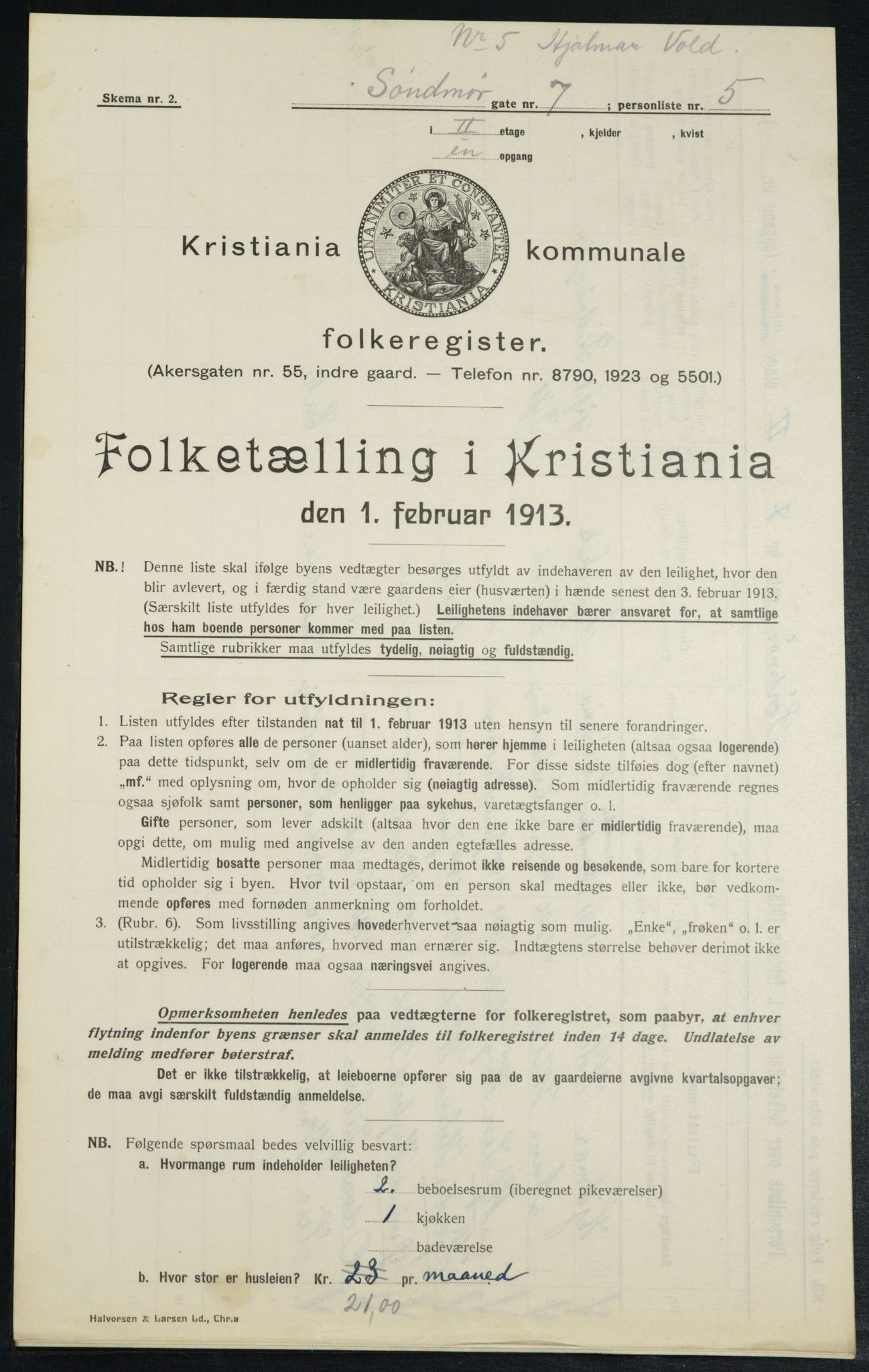 OBA, Kommunal folketelling 1.2.1913 for Kristiania, 1913, s. 104831