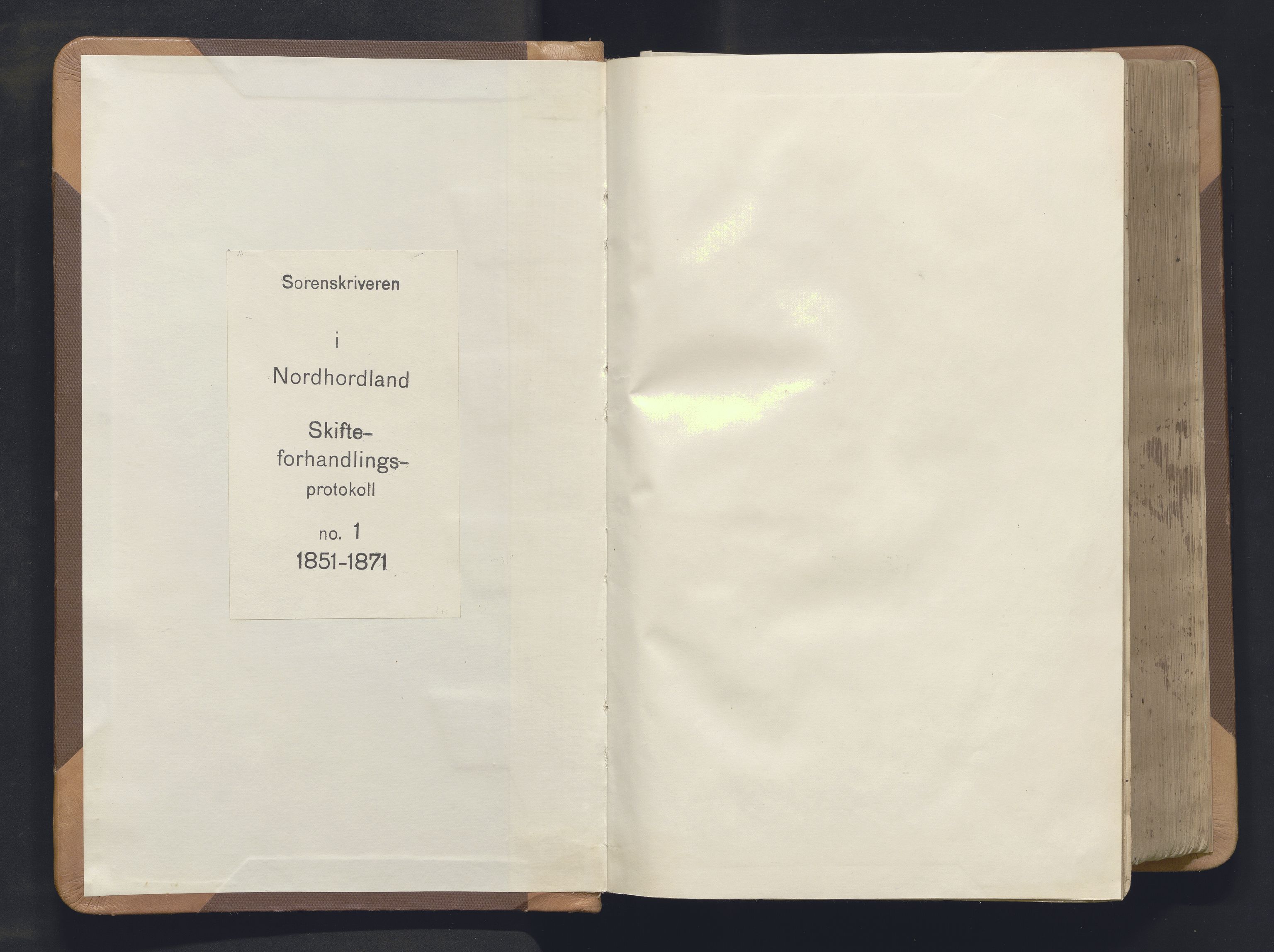 Nordhordland sorenskrivar, SAB/A-2901/1/H/Hc/L0001: Skifteforhandlingsprotokollar, 1851-1871