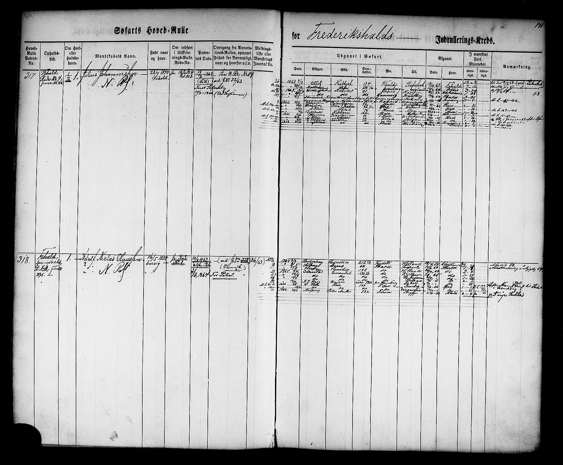 Halden mønstringskontor, AV/SAO-A-10569a/F/Fc/Fcb/L0002: Hovedrulle, 1860, s. 144