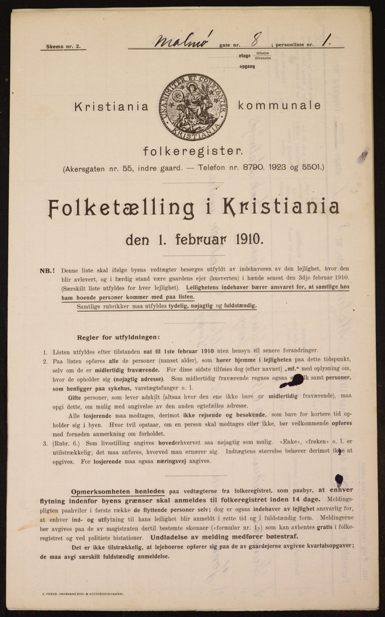 OBA, Kommunal folketelling 1.2.1910 for Kristiania, 1910, s. 58012