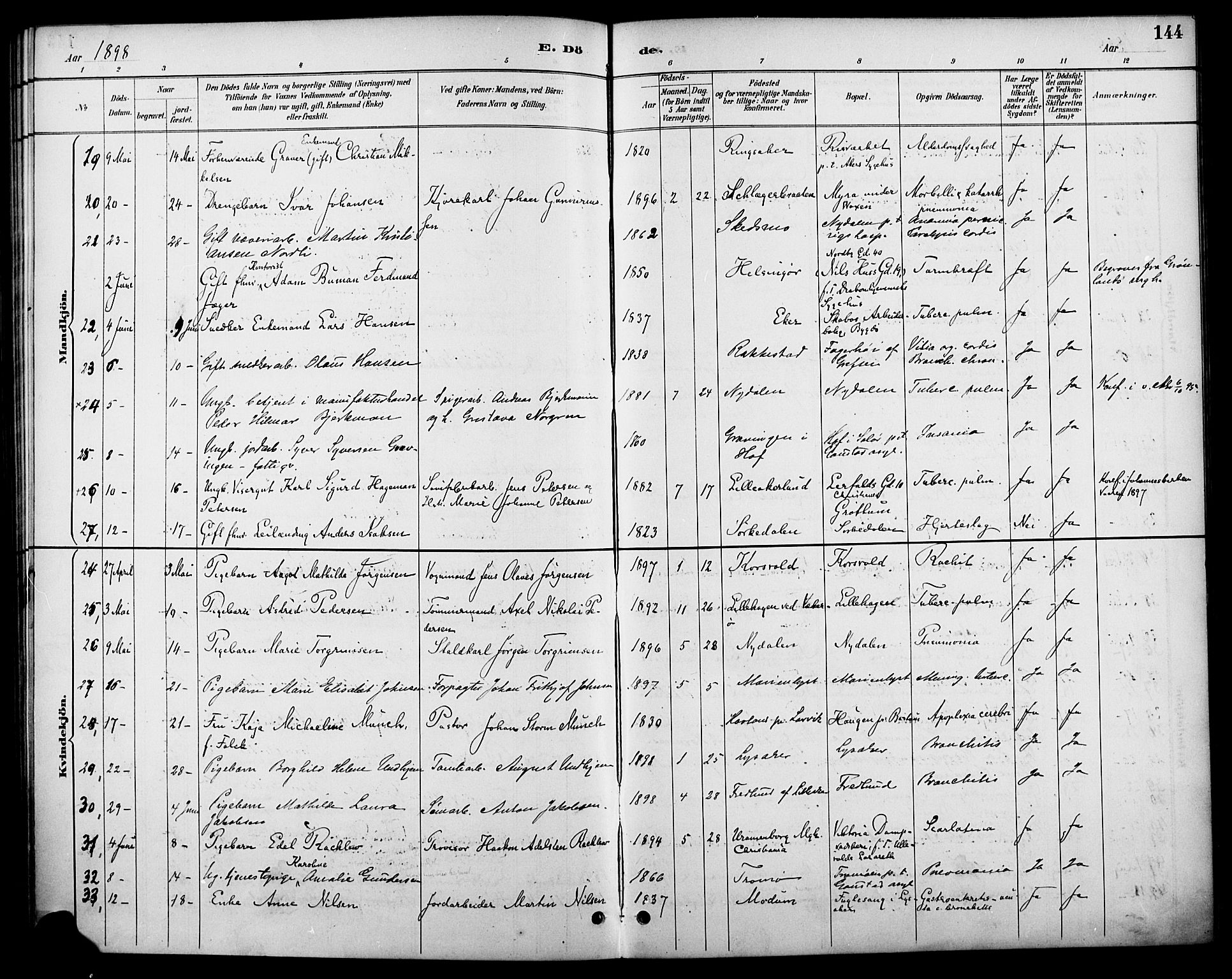 Vestre Aker prestekontor Kirkebøker, AV/SAO-A-10025/F/Fa/L0011: Ministerialbok nr. 11, 1886-1904, s. 144