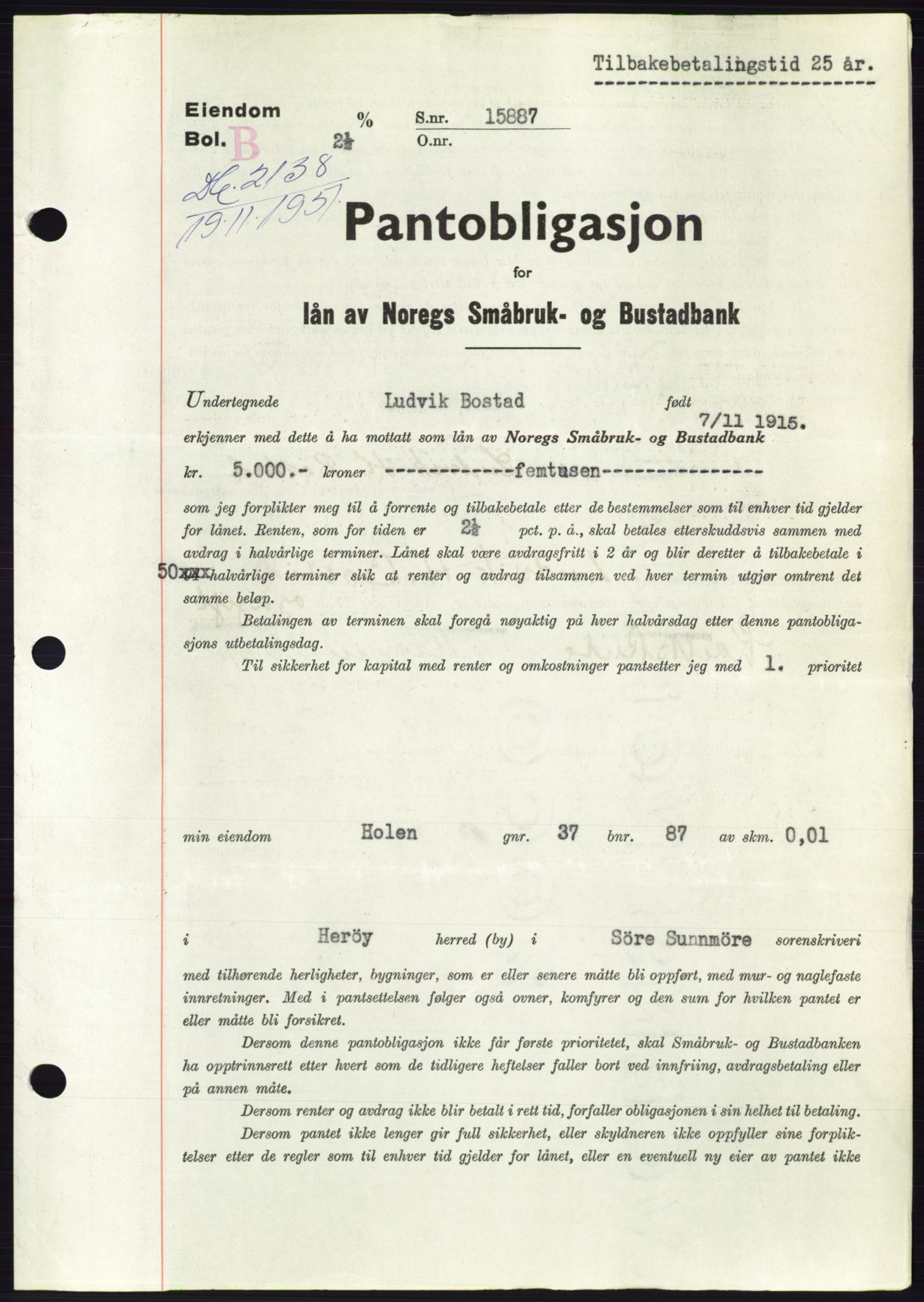 Søre Sunnmøre sorenskriveri, SAT/A-4122/1/2/2C/L0120: Pantebok nr. 8B, 1951-1951, Dagboknr: 2138/1951