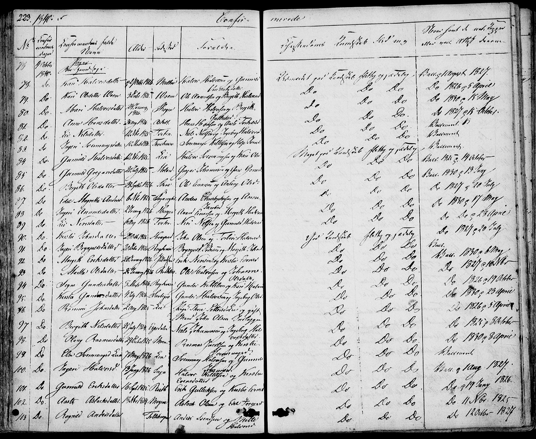Bø kirkebøker, AV/SAKO-A-257/F/Fa/L0007: Ministerialbok nr. 7, 1831-1848, s. 223