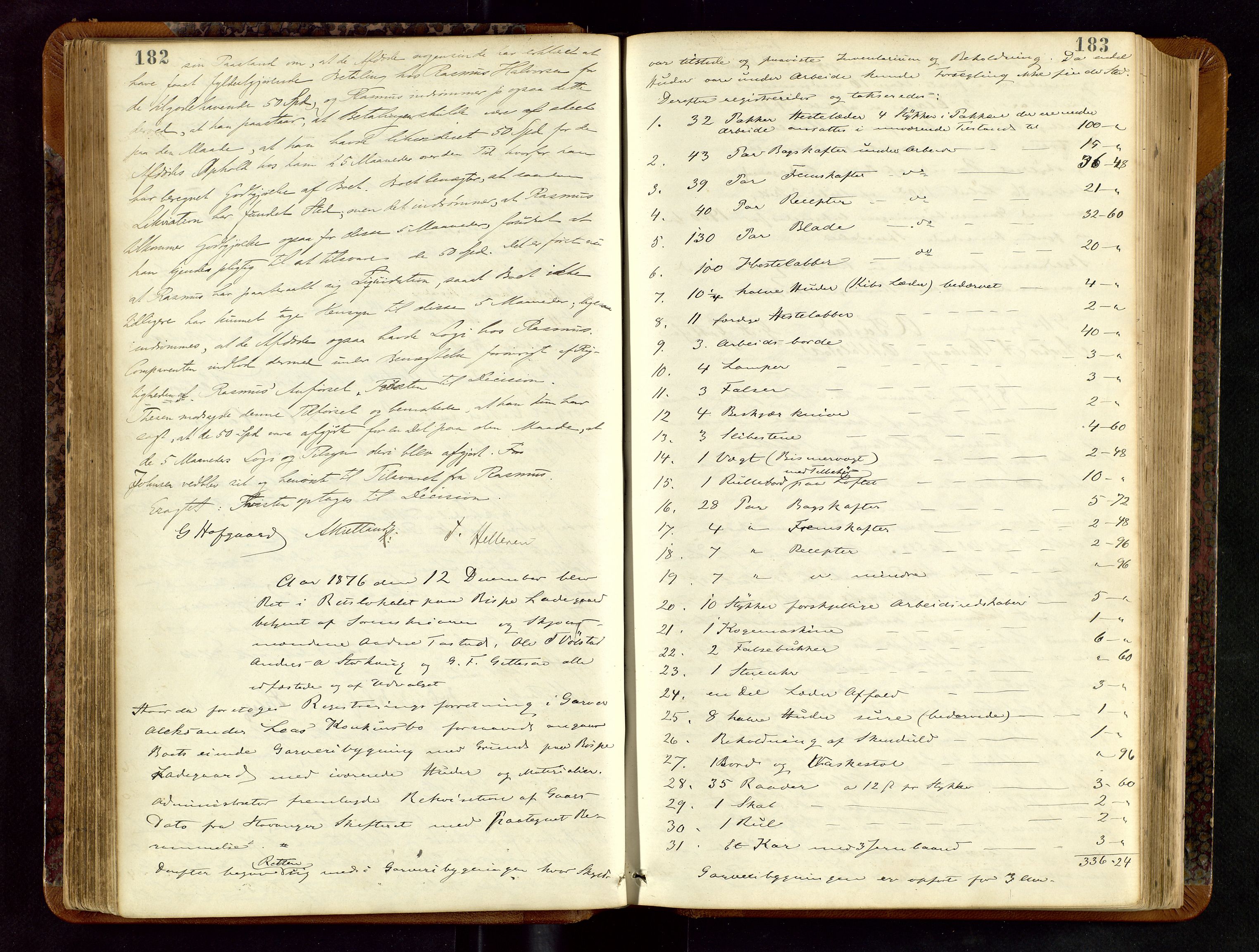 Jæren sorenskriveri, AV/SAST-A-100310/01/5/50/50BA/L0002: SKIFTEFORHANDLINGSPROTOKOLL, 1873-1883, s. 182-183