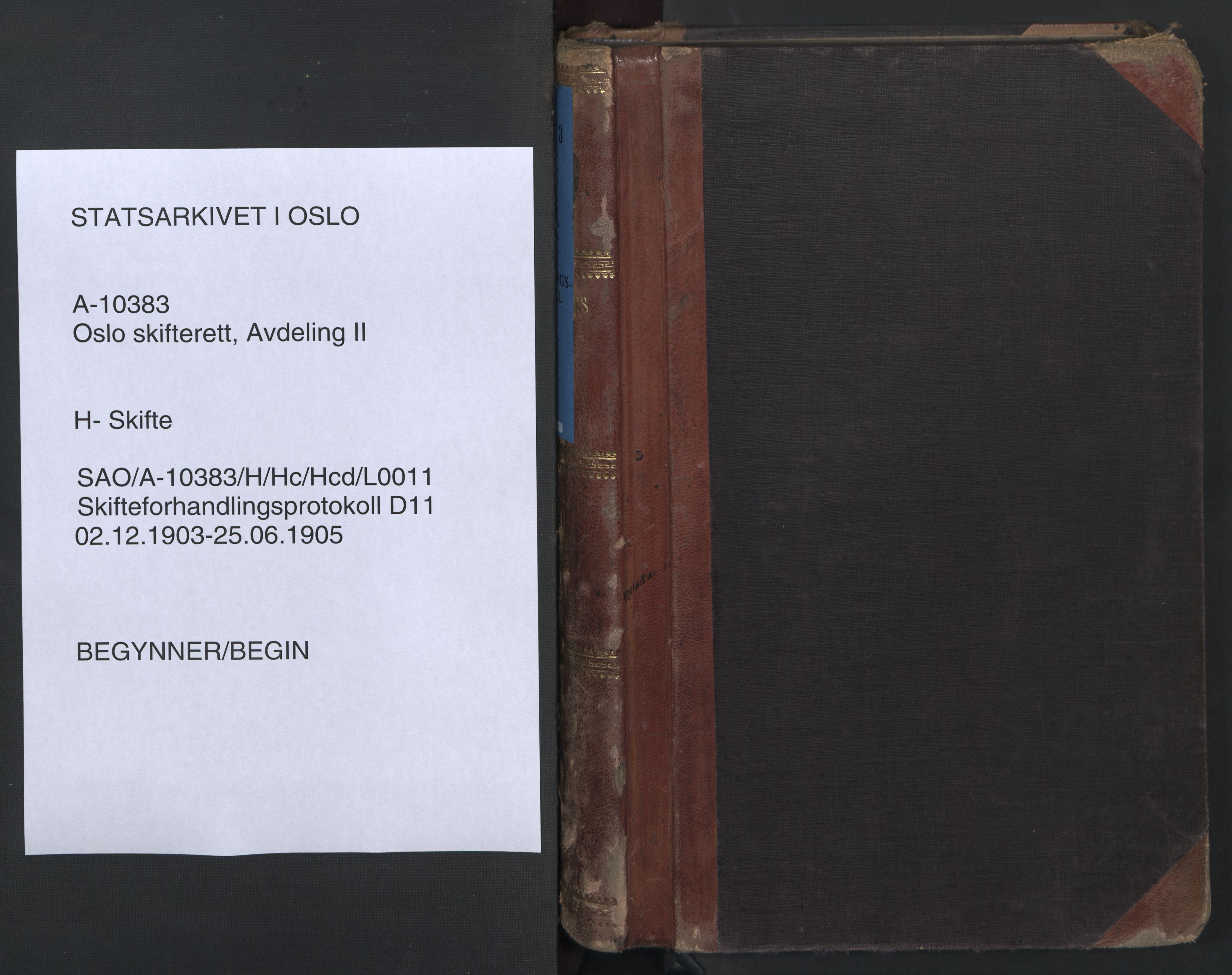 Oslo skifterett, SAO/A-10383/H/Hc/Hcd/L0011: Skifteforhandlingsprotokoll, 1903-1905