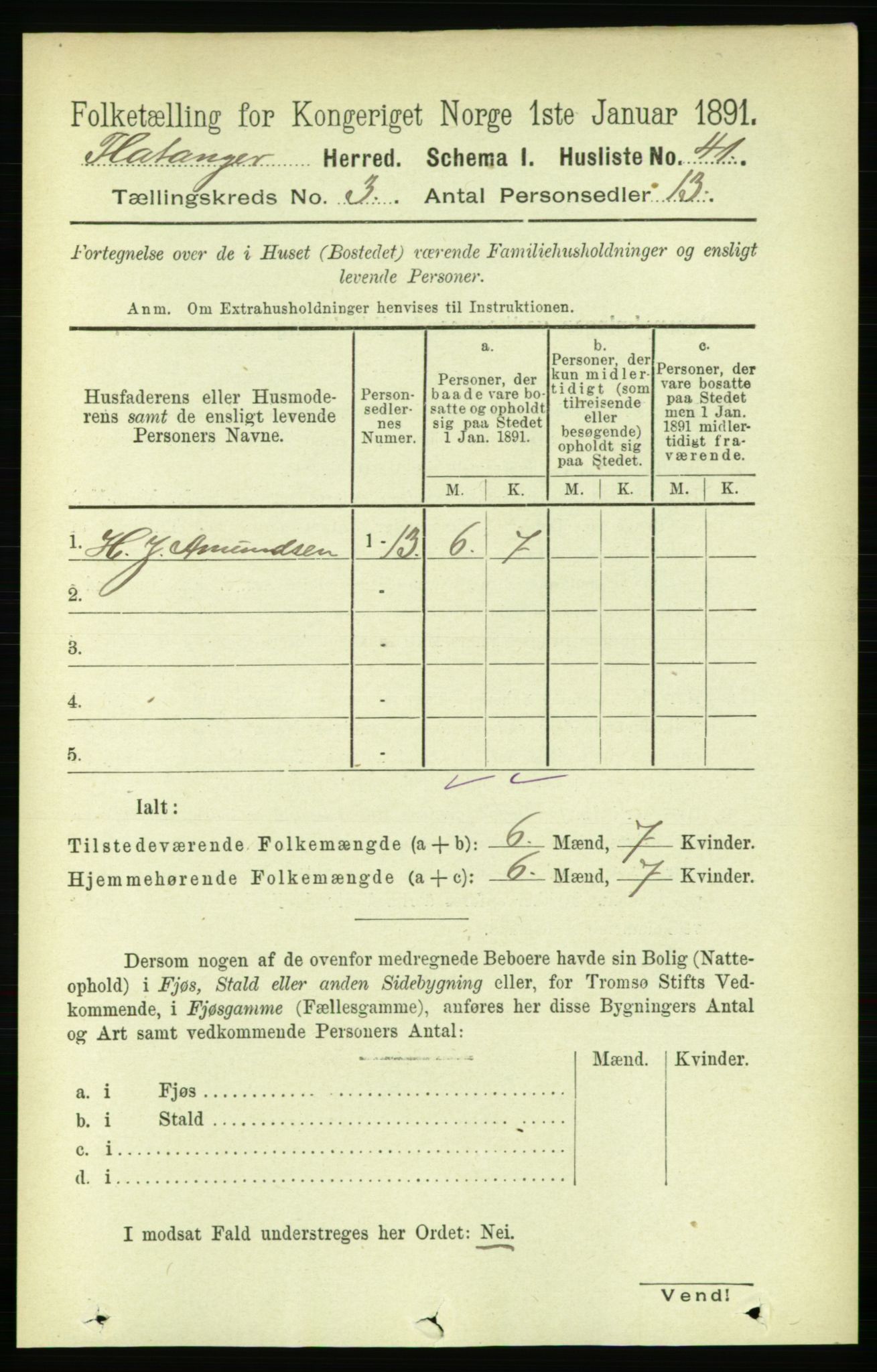 RA, Folketelling 1891 for 1749 Flatanger herred, 1891, s. 1316