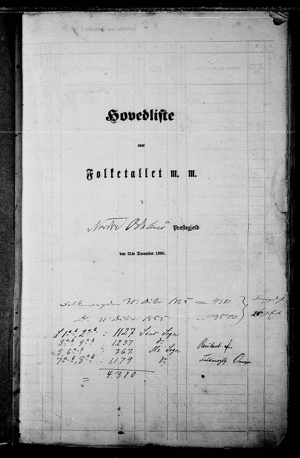 RA, Folketelling 1865 for 0418P Nord-Odal prestegjeld, 1865, s. 5