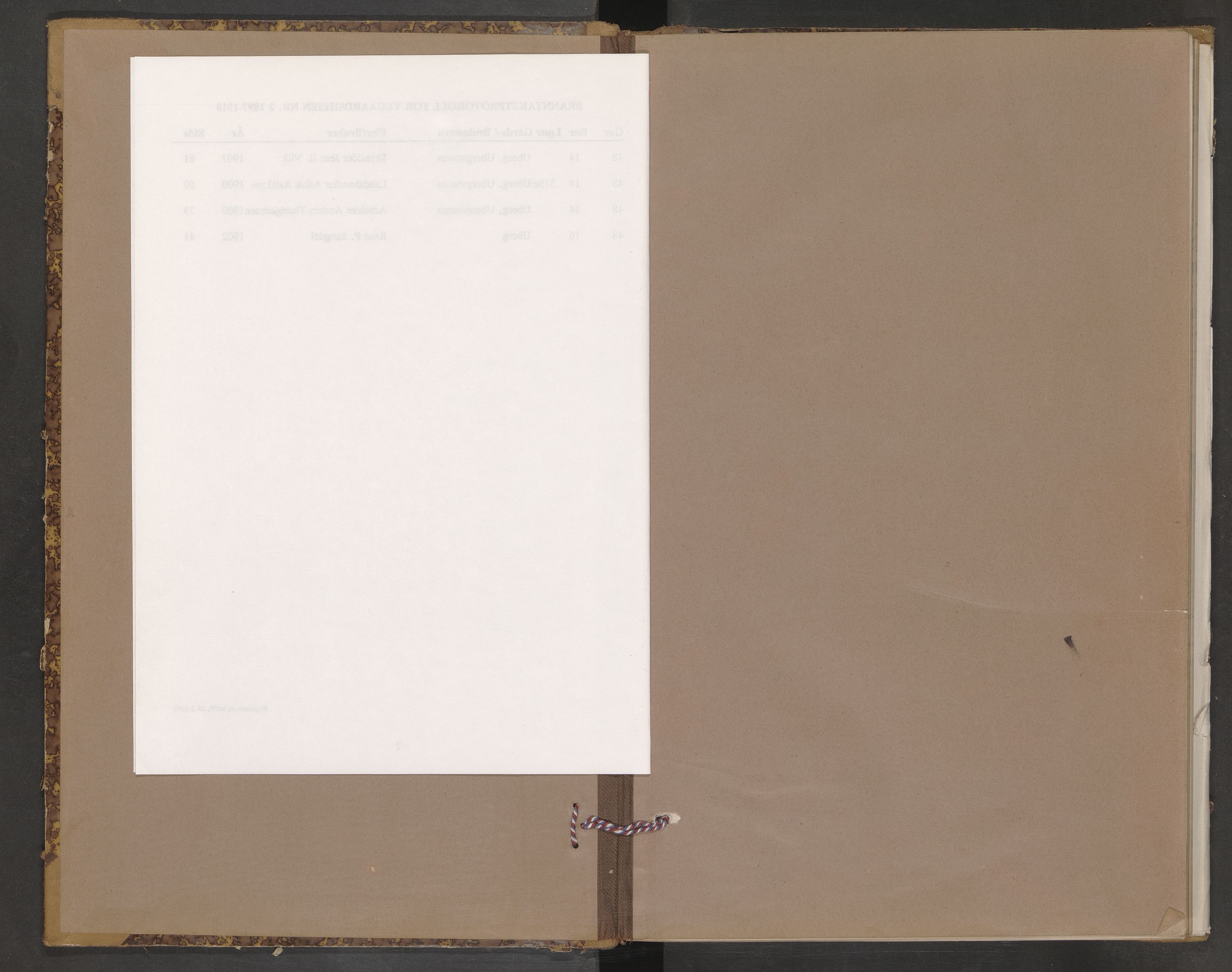 Norges Brannkasse Vegårshei, AV/SAK-2241-0054/F/Fa/L0002: Branntakstprotokoll nr. 2 med gårdsnavnregister, 1897-1918