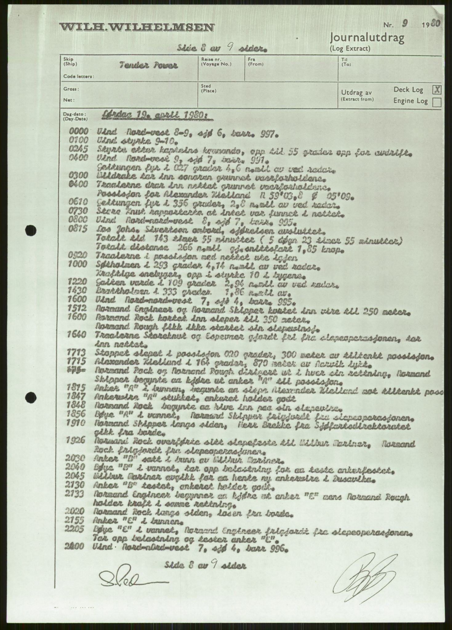Justisdepartementet, Granskningskommisjonen ved Alexander Kielland-ulykken 27.3.1980, AV/RA-S-1165/D/L0006: A Alexander L. Kielland (Doku.liste + A3-A6, A11-A13, A18-A20-A21, A23, A31 av 31)/Dykkerjournaler, 1980-1981, s. 86