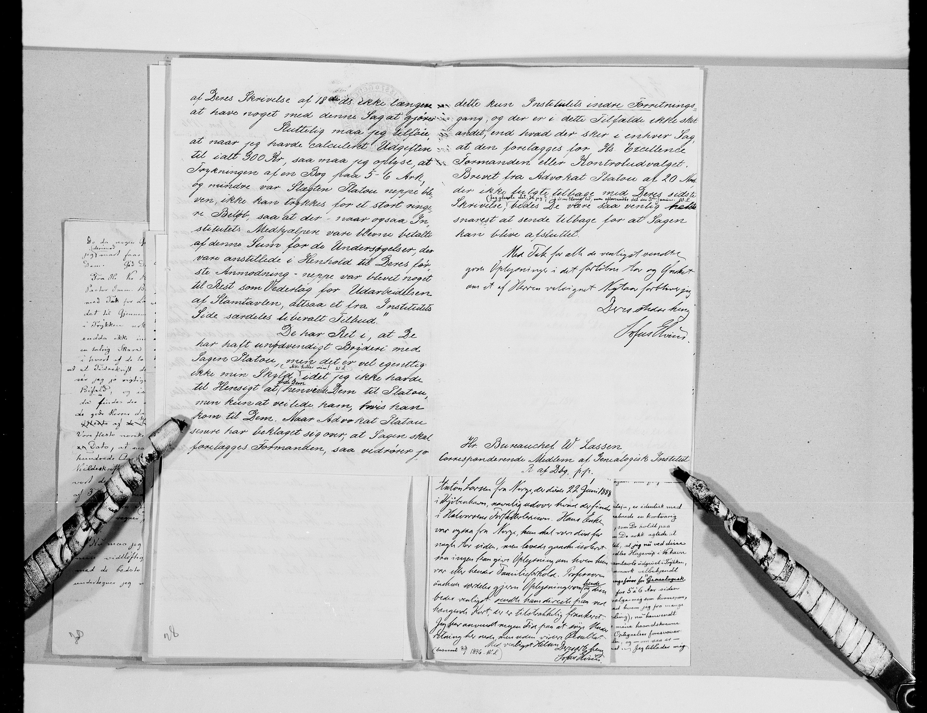 Lassens samlinger, AV/RA-PA-0051/G/L0097: Alfabetisk ordnede brev til Wilhelm Lassen: Fabritius - Grønvold, 1815-1907, s. 122
