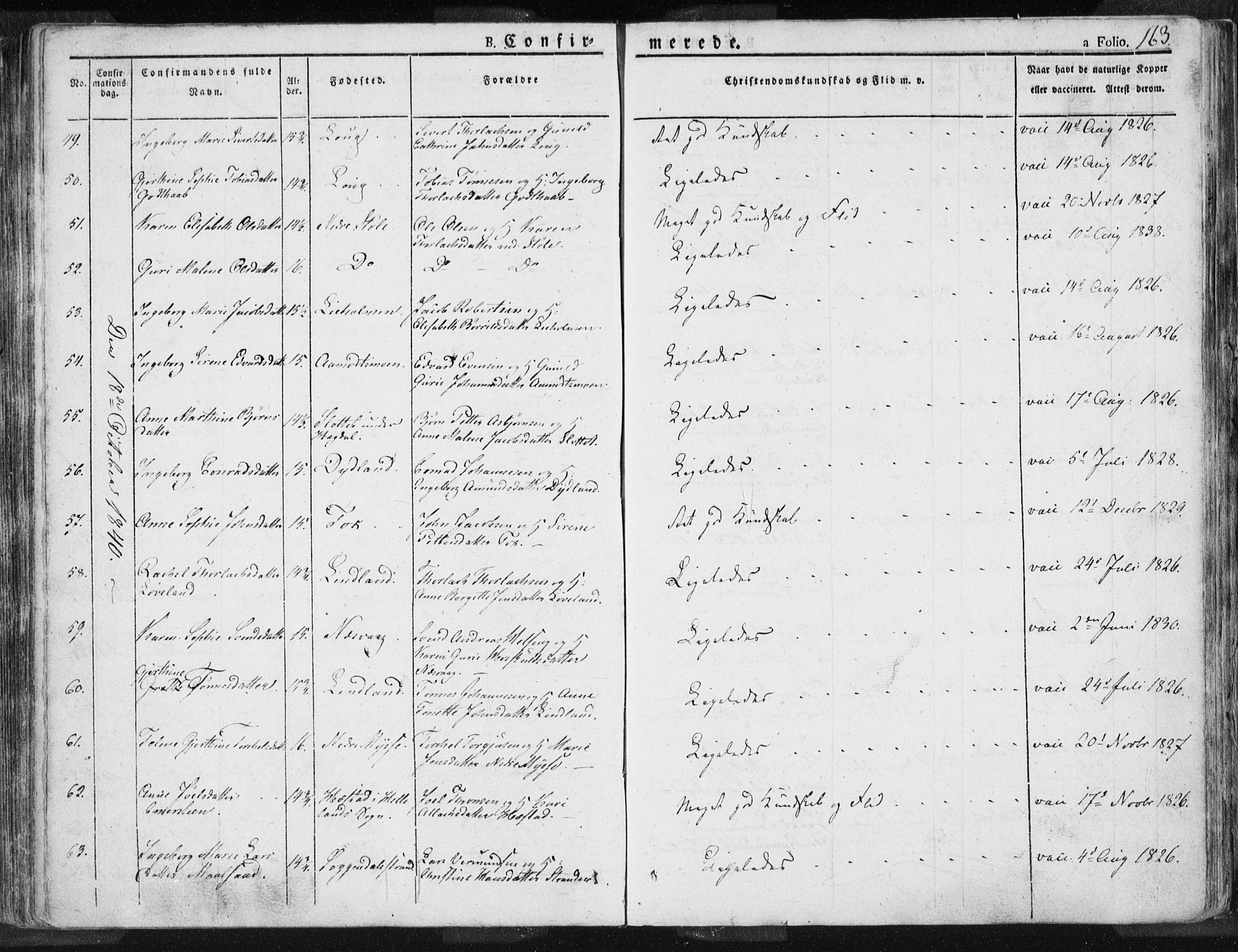 Sokndal sokneprestkontor, AV/SAST-A-101808: Ministerialbok nr. A 7.1, 1826-1842, s. 163