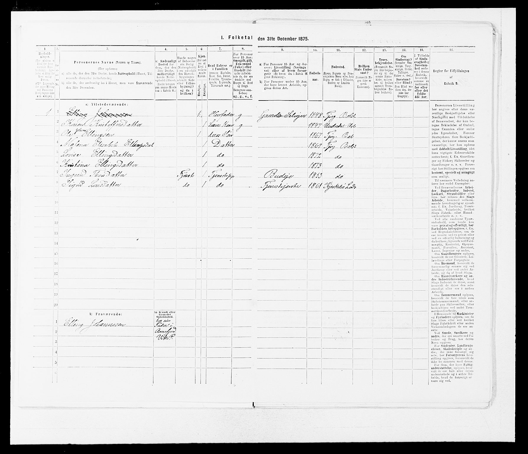 SAB, Folketelling 1875 for 1418P Balestrand prestegjeld, 1875, s. 230