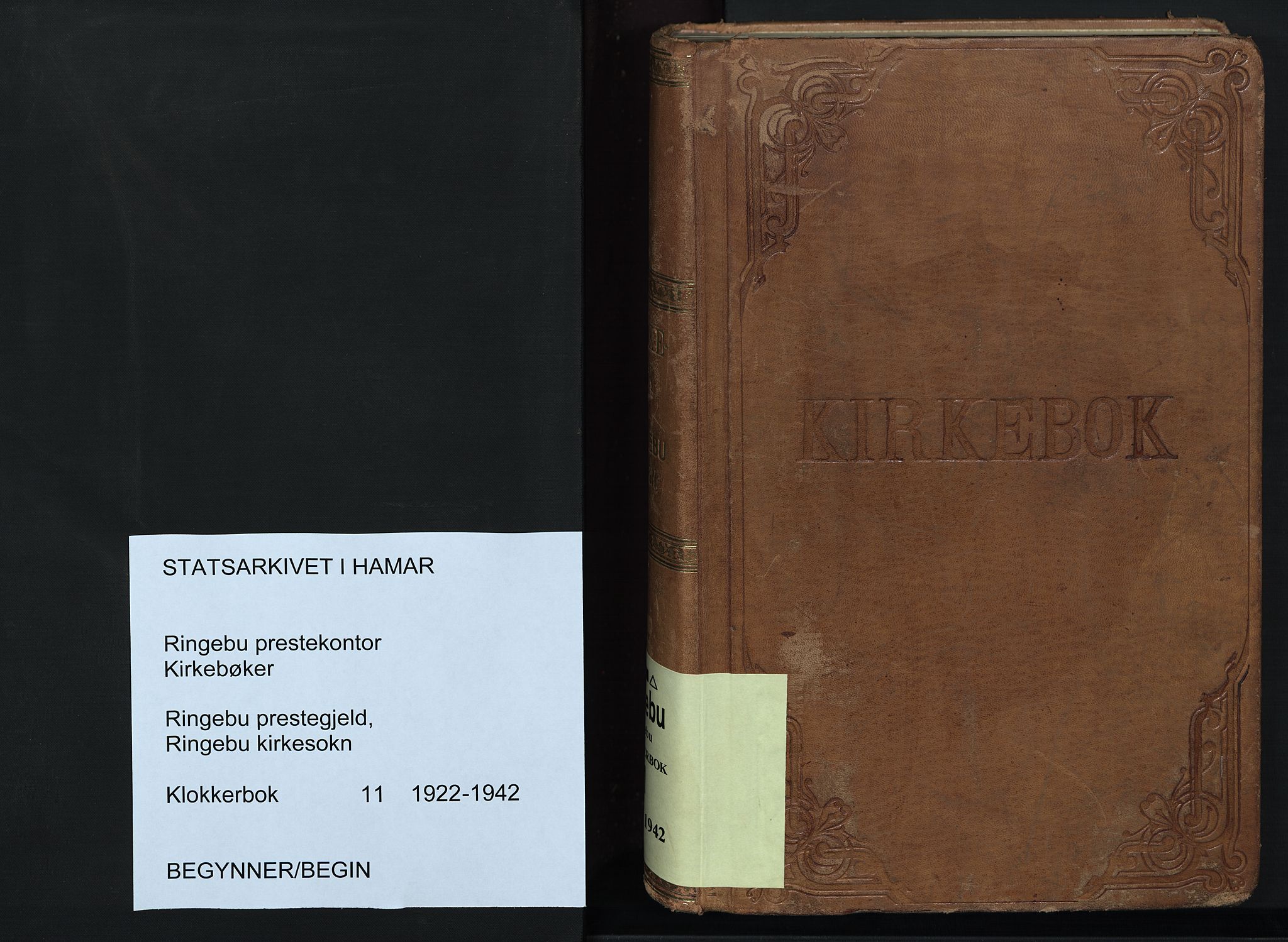 Ringebu prestekontor, SAH/PREST-082/H/Ha/Hab/L0011: Klokkerbok nr. 11, 1921-1943