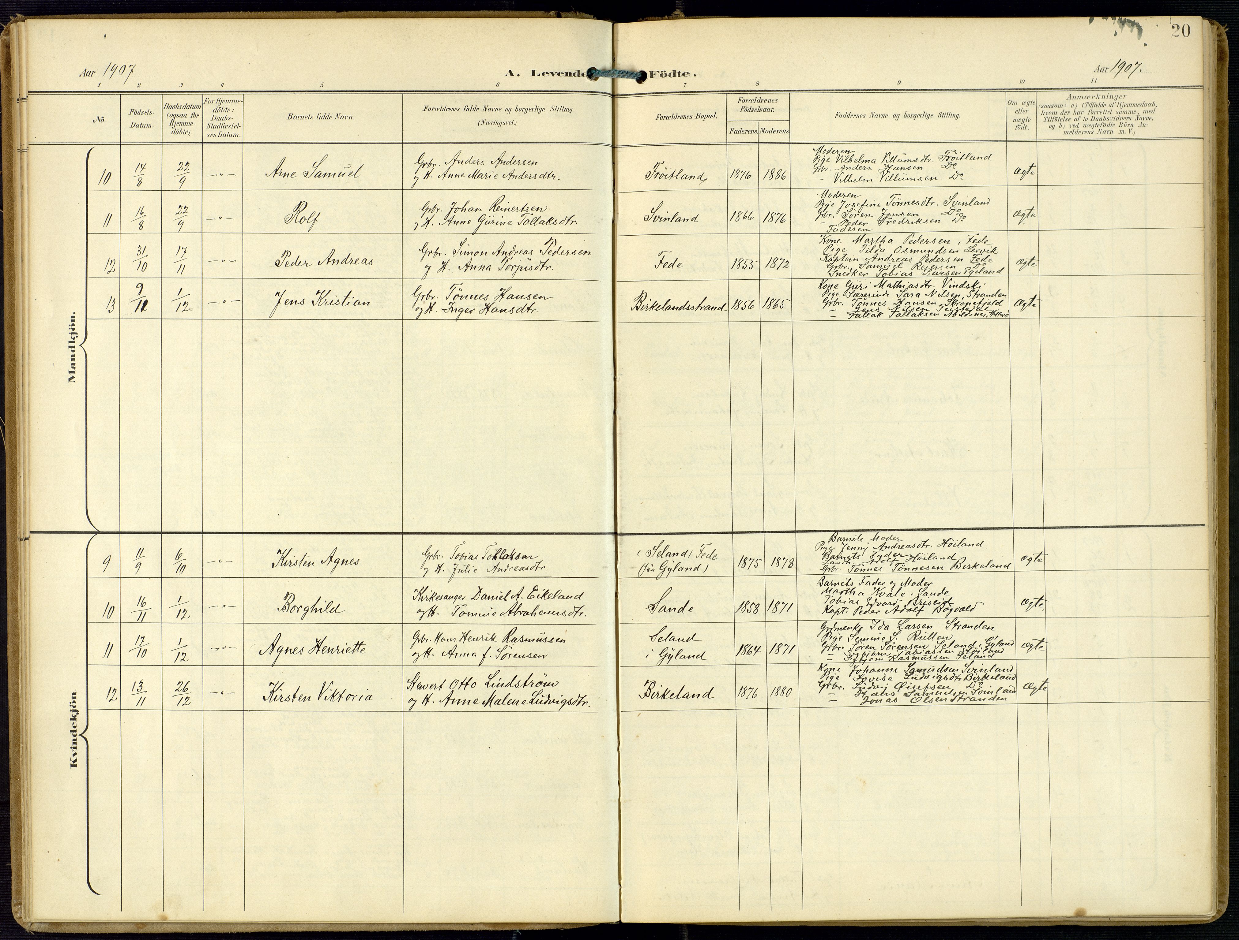 Kvinesdal sokneprestkontor, AV/SAK-1111-0026/F/Fa/Faa/L0005: Ministerialbok nr. A 5, 1898-1915, s. 20