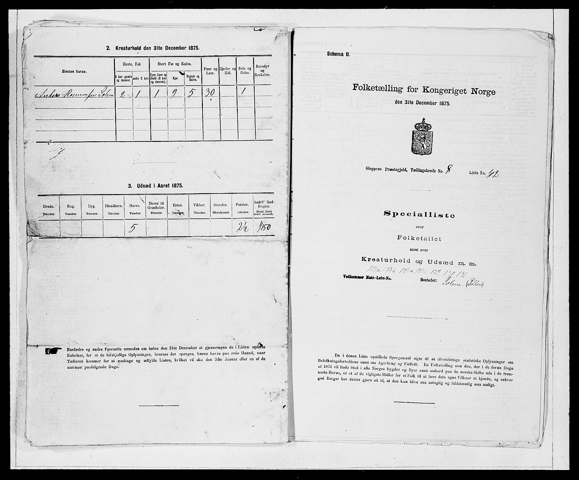 SAB, Folketelling 1875 for 1445P Gloppen prestegjeld, 1875, s. 941