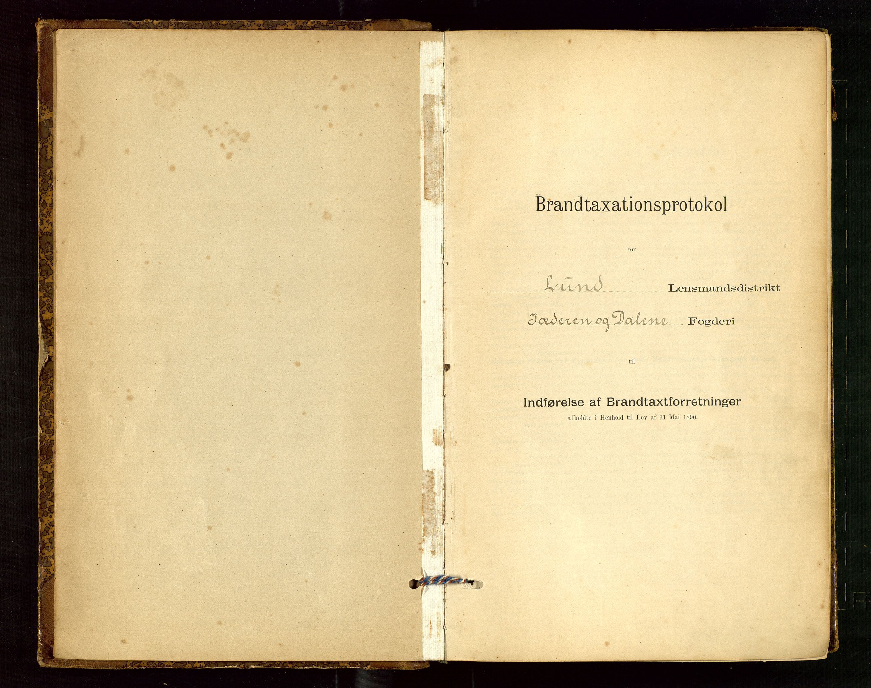 Lund lensmannskontor, SAST/A-100303/Gob/L0001: "Brandtakstprotokol", 1894-1907
