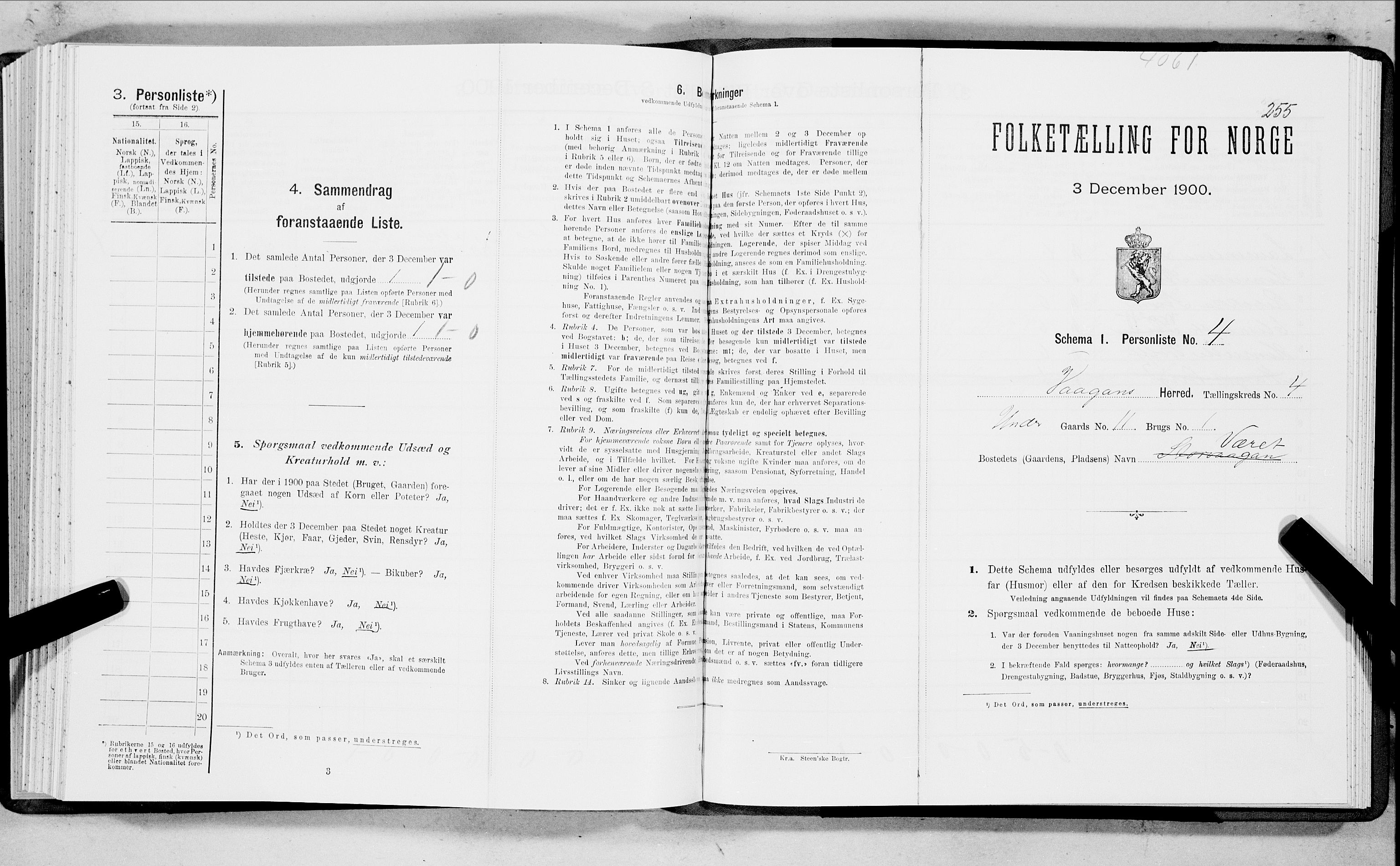 SAT, Folketelling 1900 for 1865 Vågan herred, 1900, s. 256