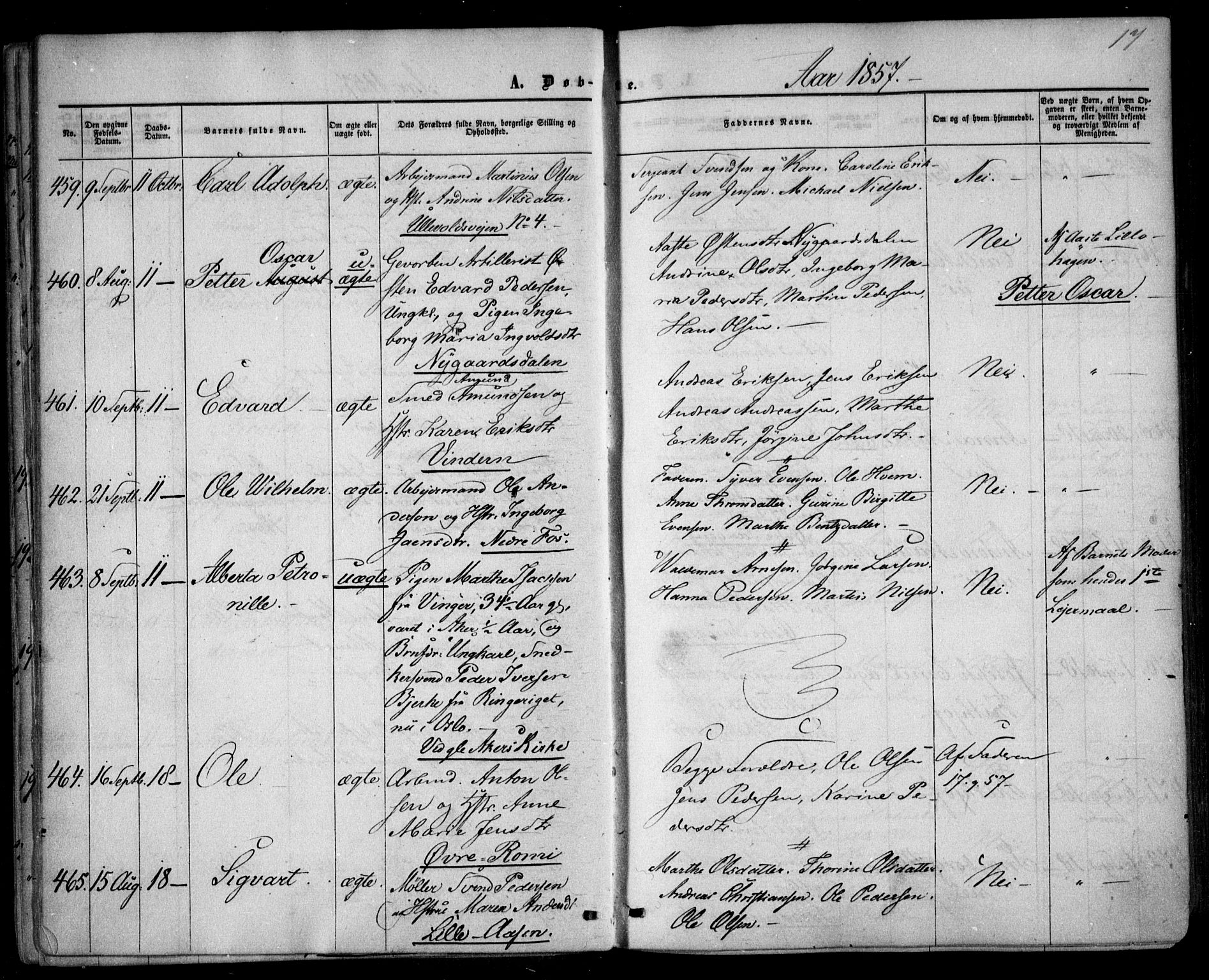 Vestre Aker prestekontor Kirkebøker, AV/SAO-A-10025/F/Fa/L0003: Ministerialbok nr. 3, 1857-1868, s. 17