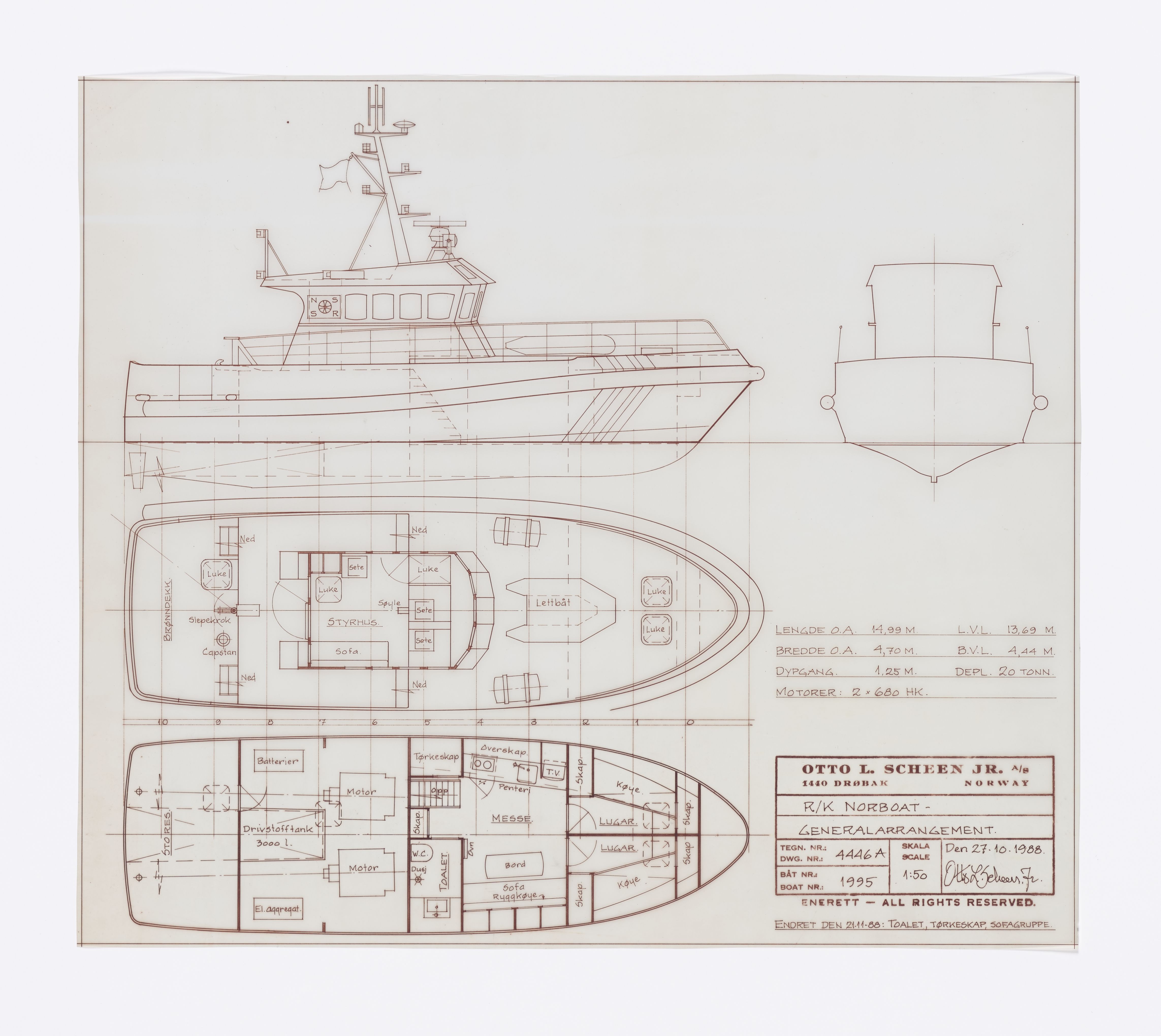 Furuholmen & Scheen, AFM/OM-1003/T/Ta/L0009/0002: Redningsfartøy / Scheen, 1984-1995