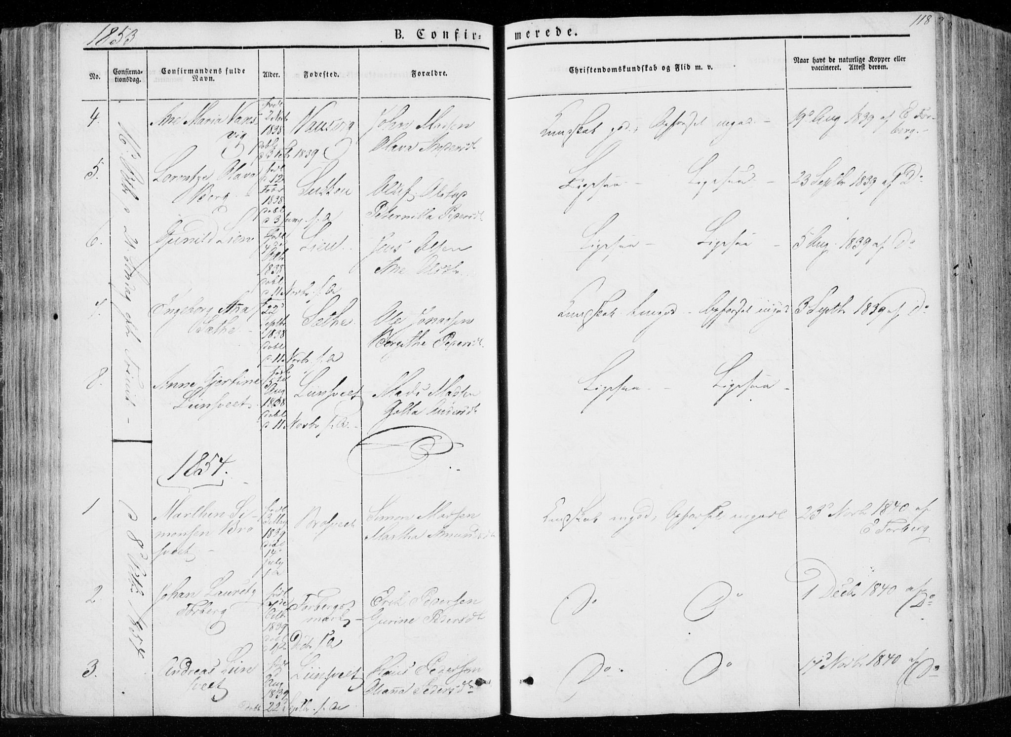 Ministerialprotokoller, klokkerbøker og fødselsregistre - Nord-Trøndelag, SAT/A-1458/722/L0218: Ministerialbok nr. 722A05, 1843-1868, s. 118