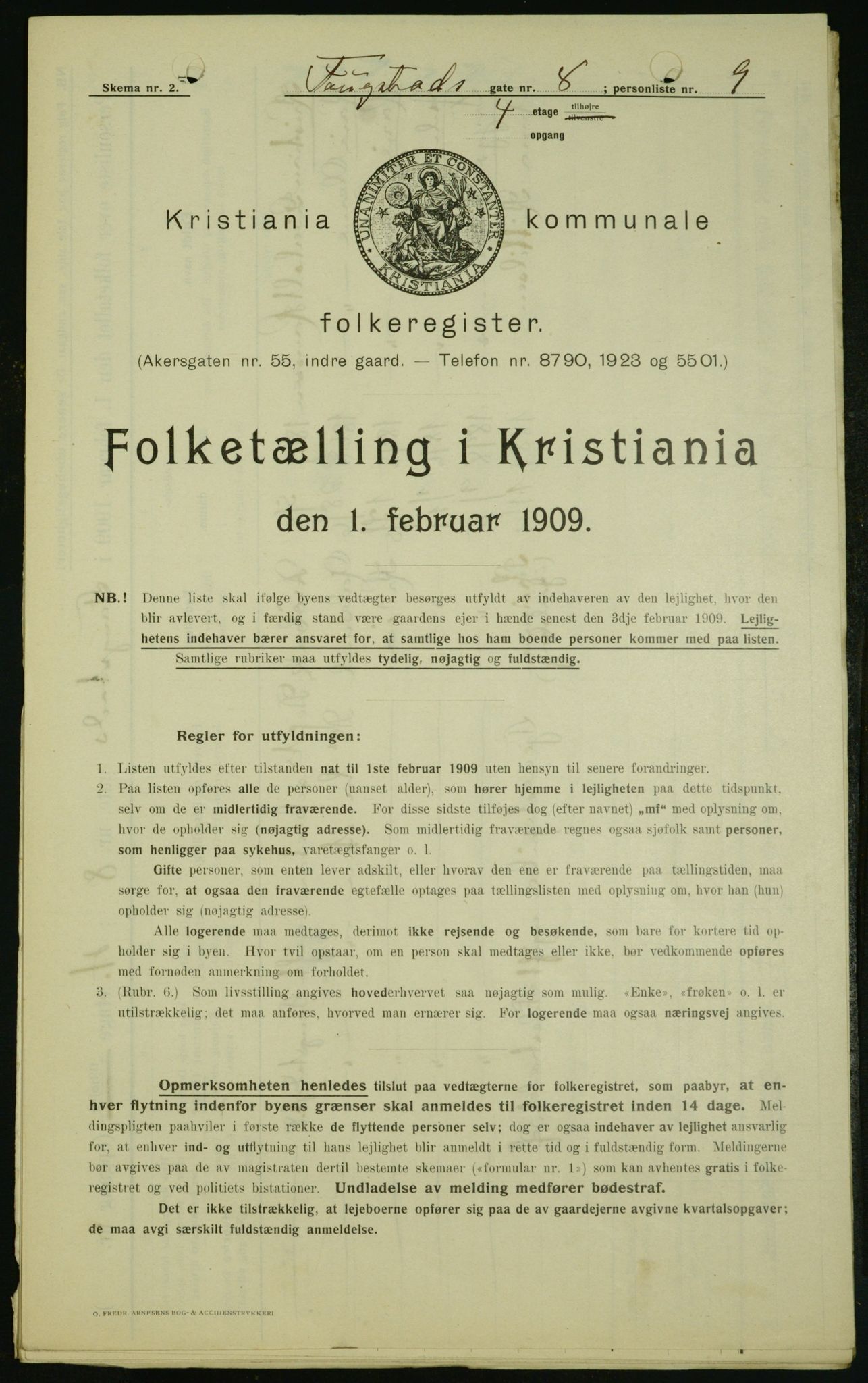 OBA, Kommunal folketelling 1.2.1909 for Kristiania kjøpstad, 1909, s. 22909