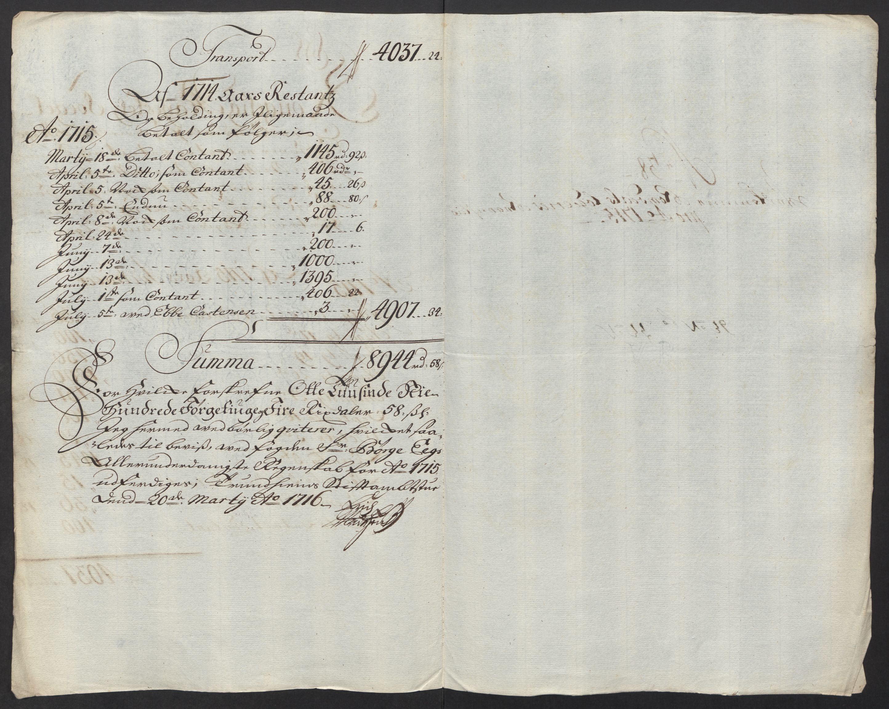 Rentekammeret inntil 1814, Reviderte regnskaper, Fogderegnskap, RA/EA-4092/R55/L3663: Fogderegnskap Romsdal, 1715-1716, s. 230