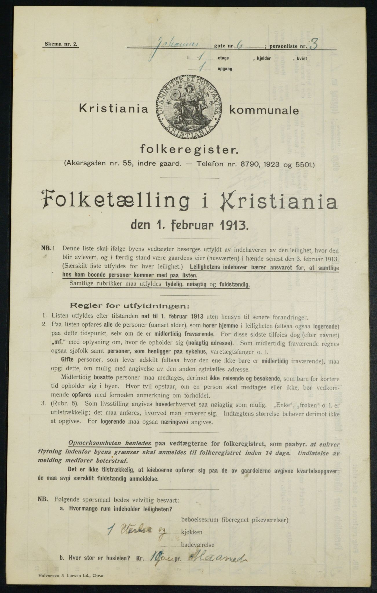 OBA, Kommunal folketelling 1.2.1913 for Kristiania, 1913, s. 46923