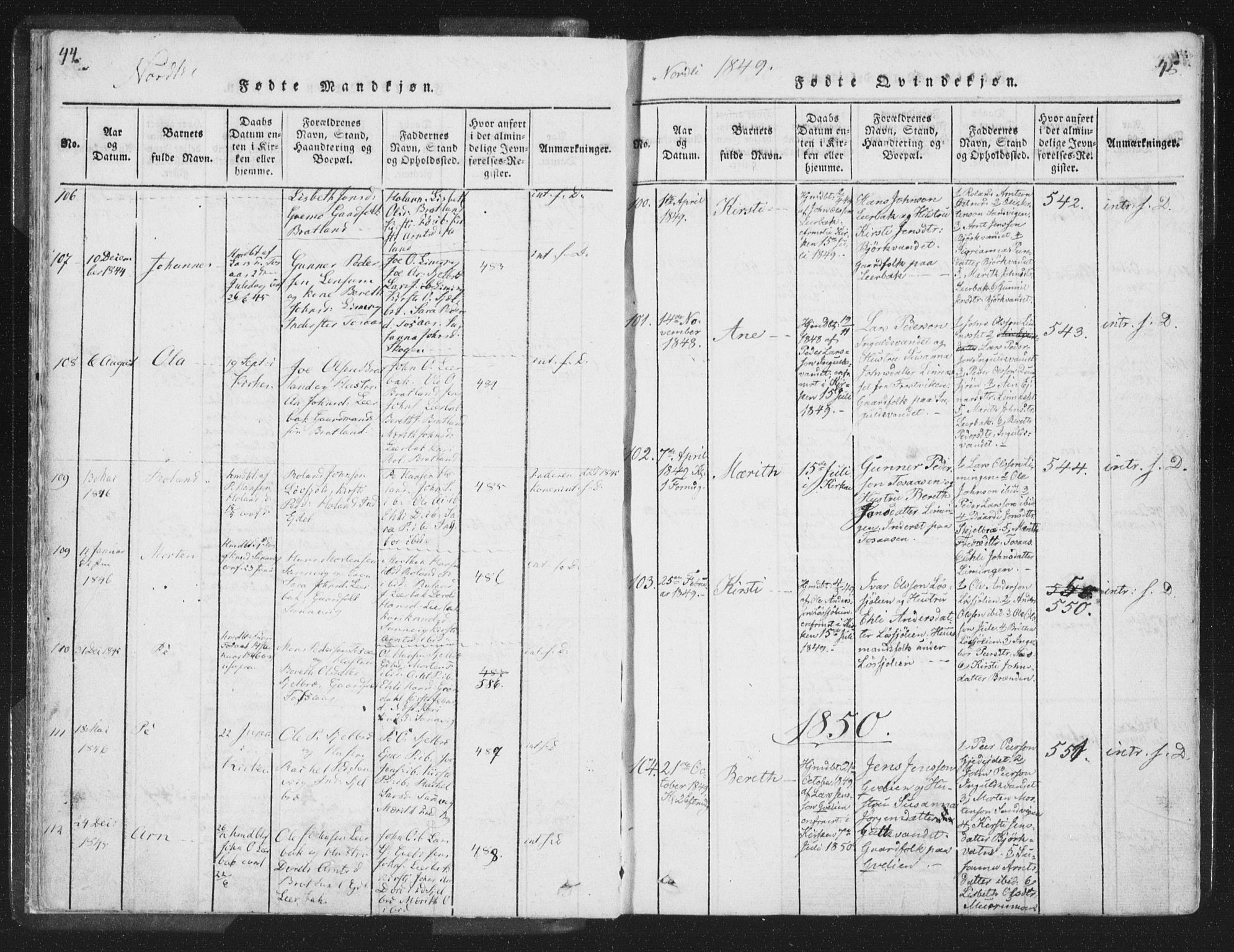Ministerialprotokoller, klokkerbøker og fødselsregistre - Nord-Trøndelag, SAT/A-1458/755/L0491: Ministerialbok nr. 755A01 /1, 1817-1864, s. 44-45