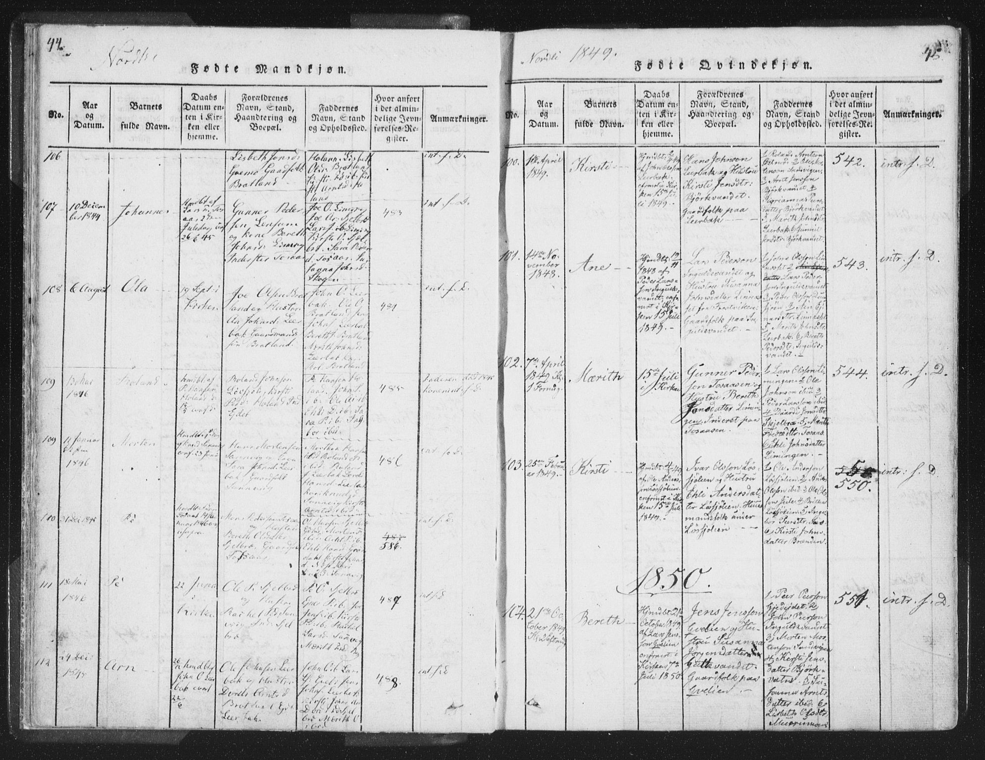 Ministerialprotokoller, klokkerbøker og fødselsregistre - Nord-Trøndelag, AV/SAT-A-1458/755/L0491: Ministerialbok nr. 755A01 /1, 1817-1864, s. 44-45