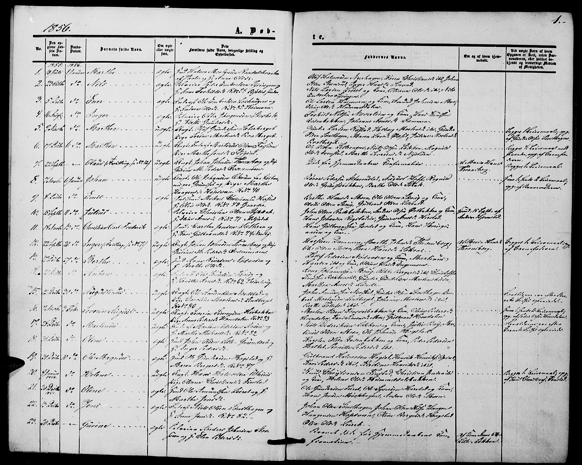 Elverum prestekontor, AV/SAH-PREST-044/H/Ha/Hab/L0003: Klokkerbok nr. 3, 1856-1865, s. 1