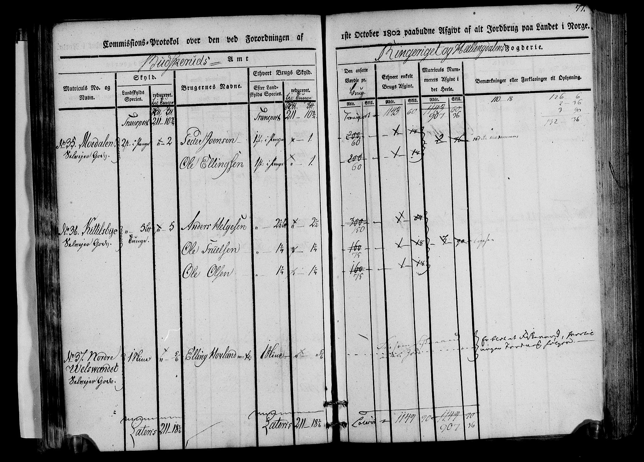 Rentekammeret inntil 1814, Realistisk ordnet avdeling, RA/EA-4070/N/Ne/Nea/L0045: Ringerike og Hallingdal fogderi. Kommisjonsprotokoll for Norderhov prestegjeld, 1803, s. 80