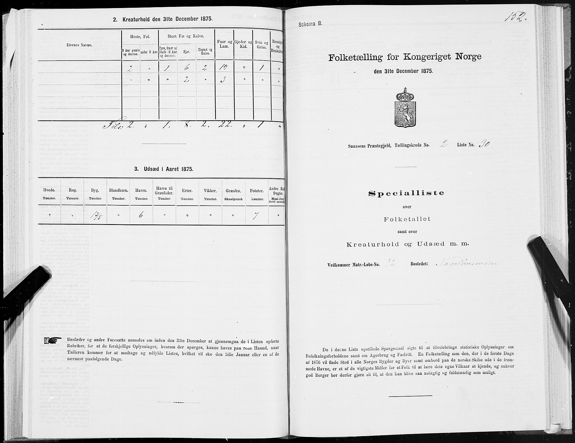 SAT, Folketelling 1875 for 1736P Snåsa prestegjeld, 1875, s. 1152