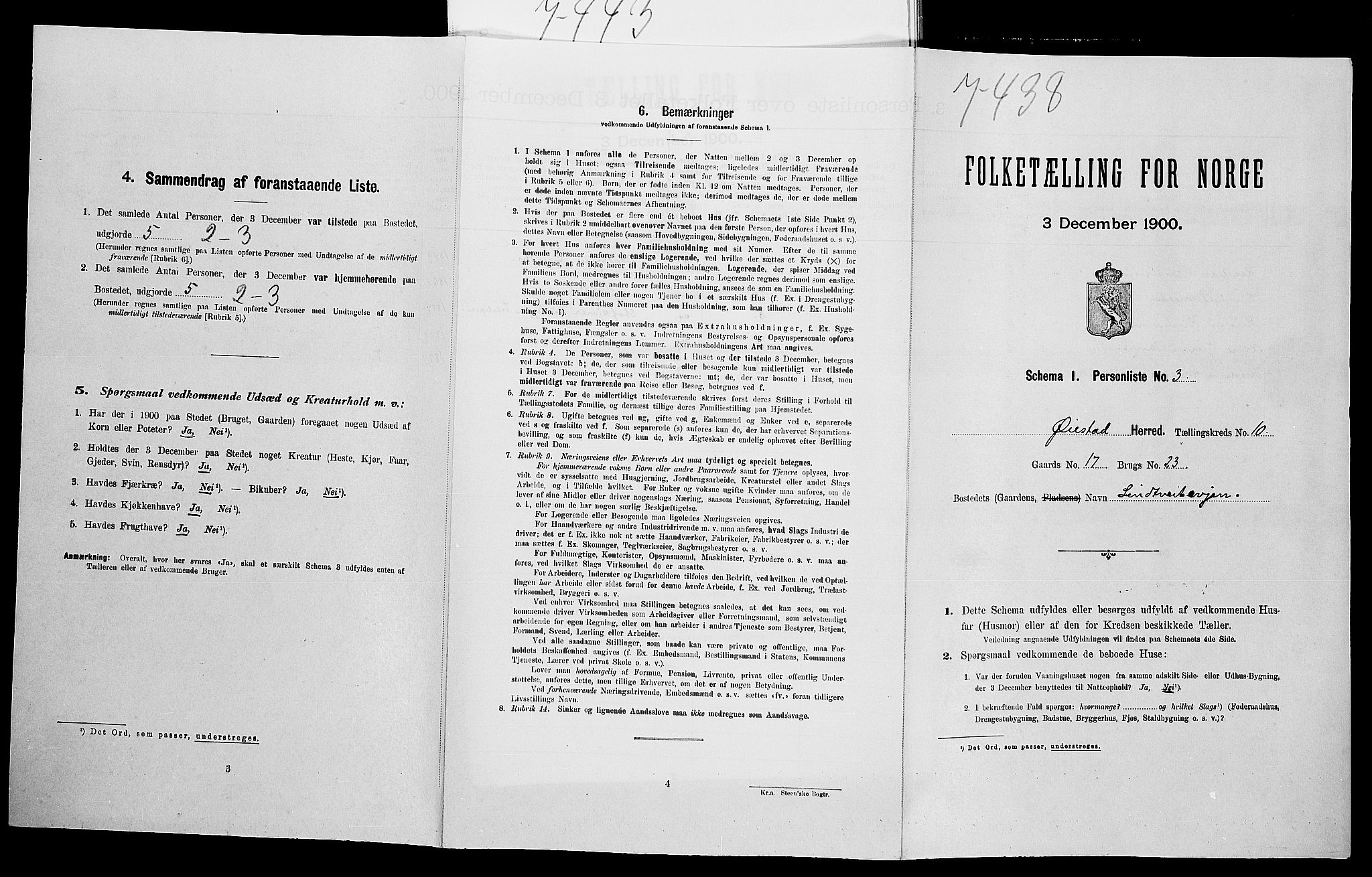 SAK, Folketelling 1900 for 0920 Øyestad herred, 1900, s. 1402