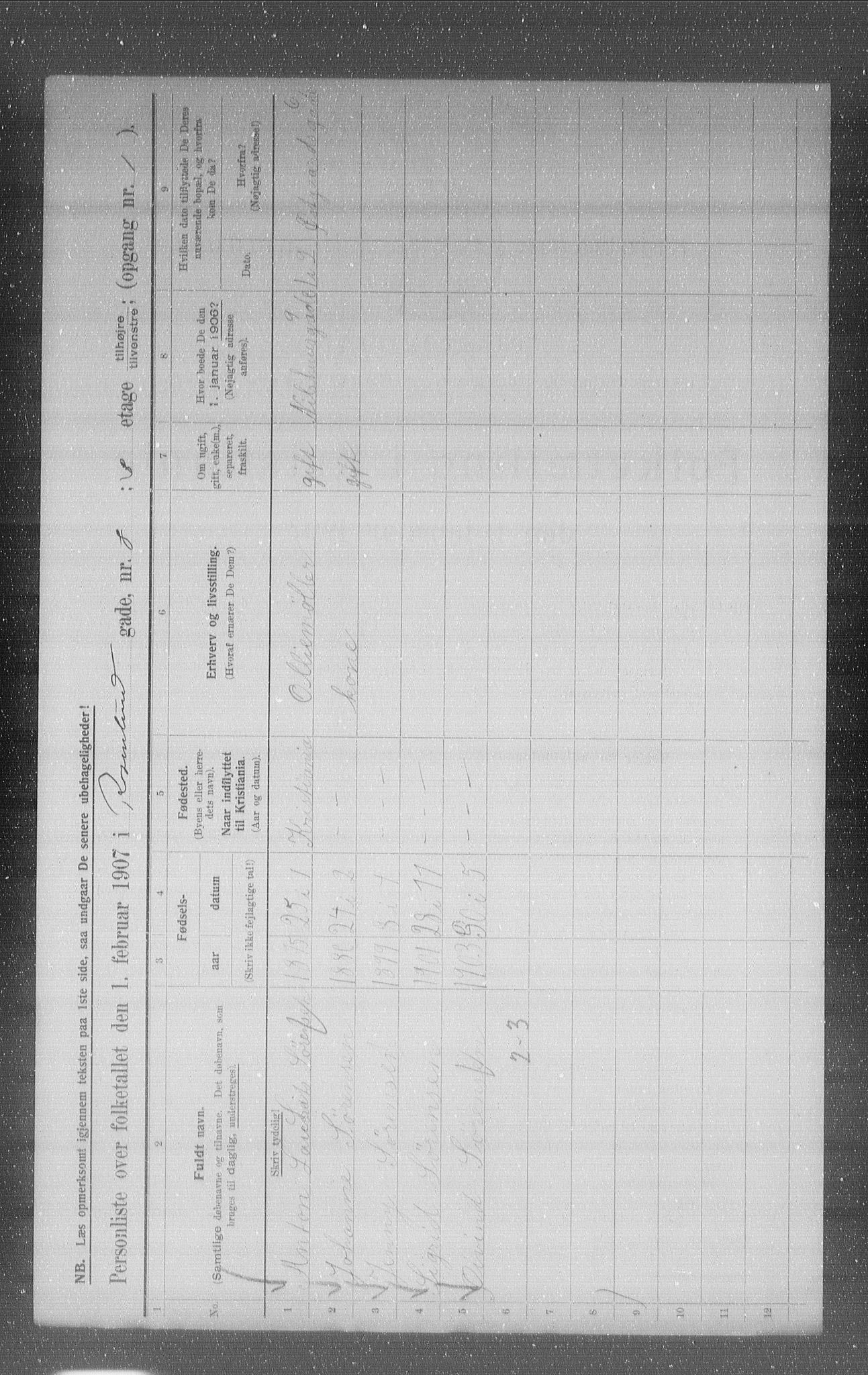 OBA, Kommunal folketelling 1.2.1907 for Kristiania kjøpstad, 1907, s. 42940