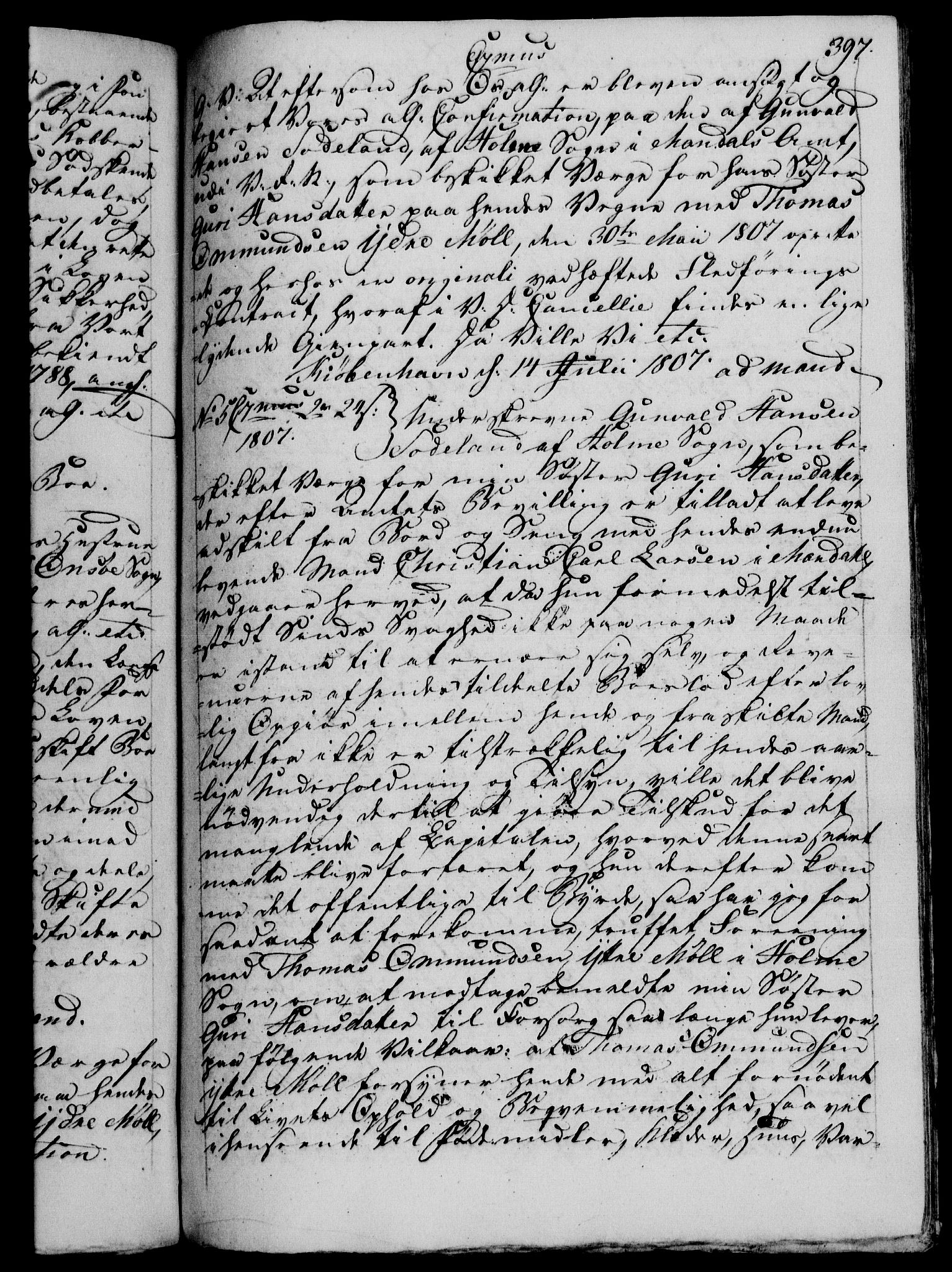 Danske Kanselli 1800-1814, AV/RA-EA-3024/H/Hf/Hfb/Hfba/L0003: Registranter, 1805-1807, s. 397a