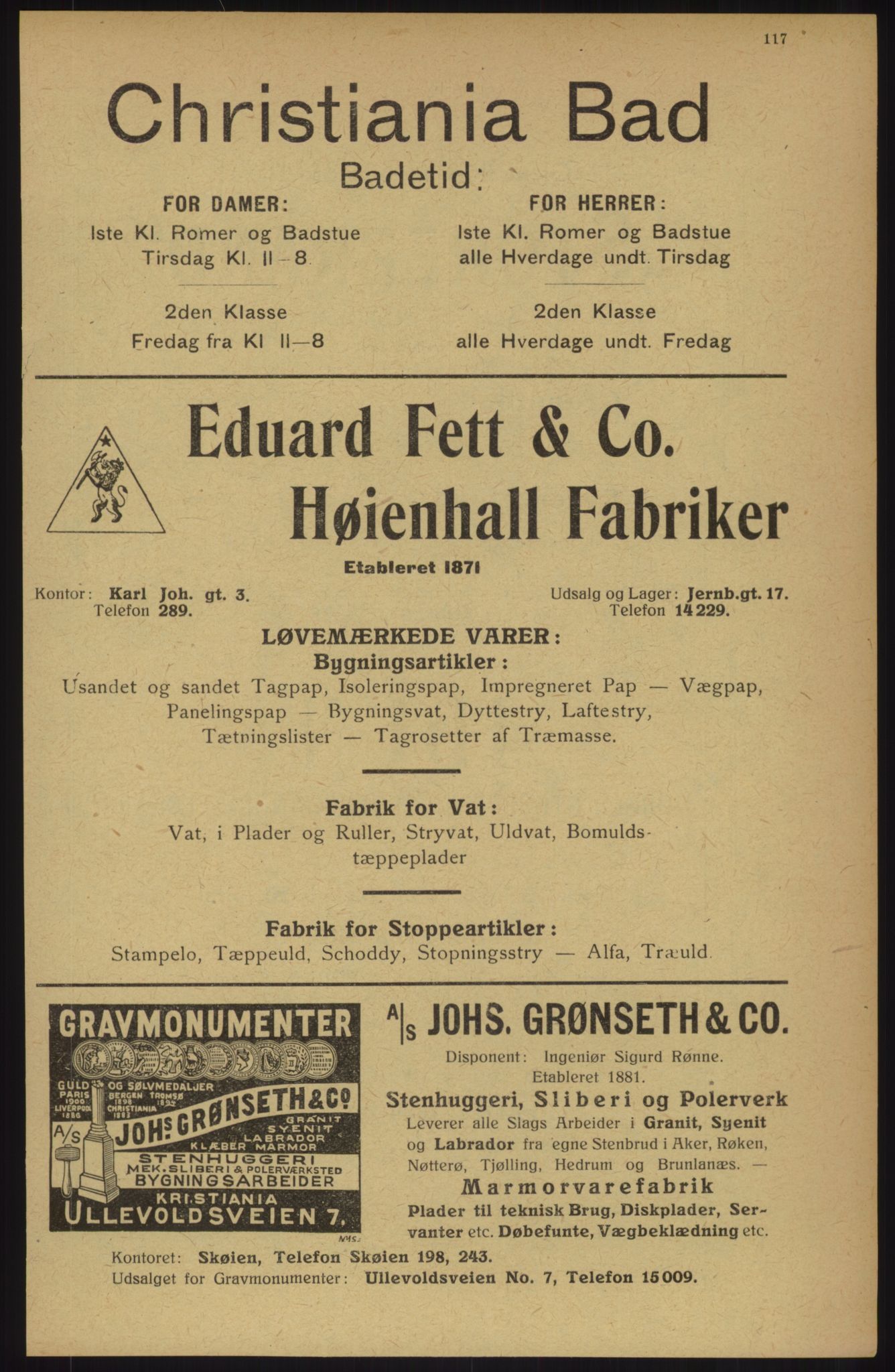 Kristiania/Oslo adressebok, PUBL/-, 1914, s. 117