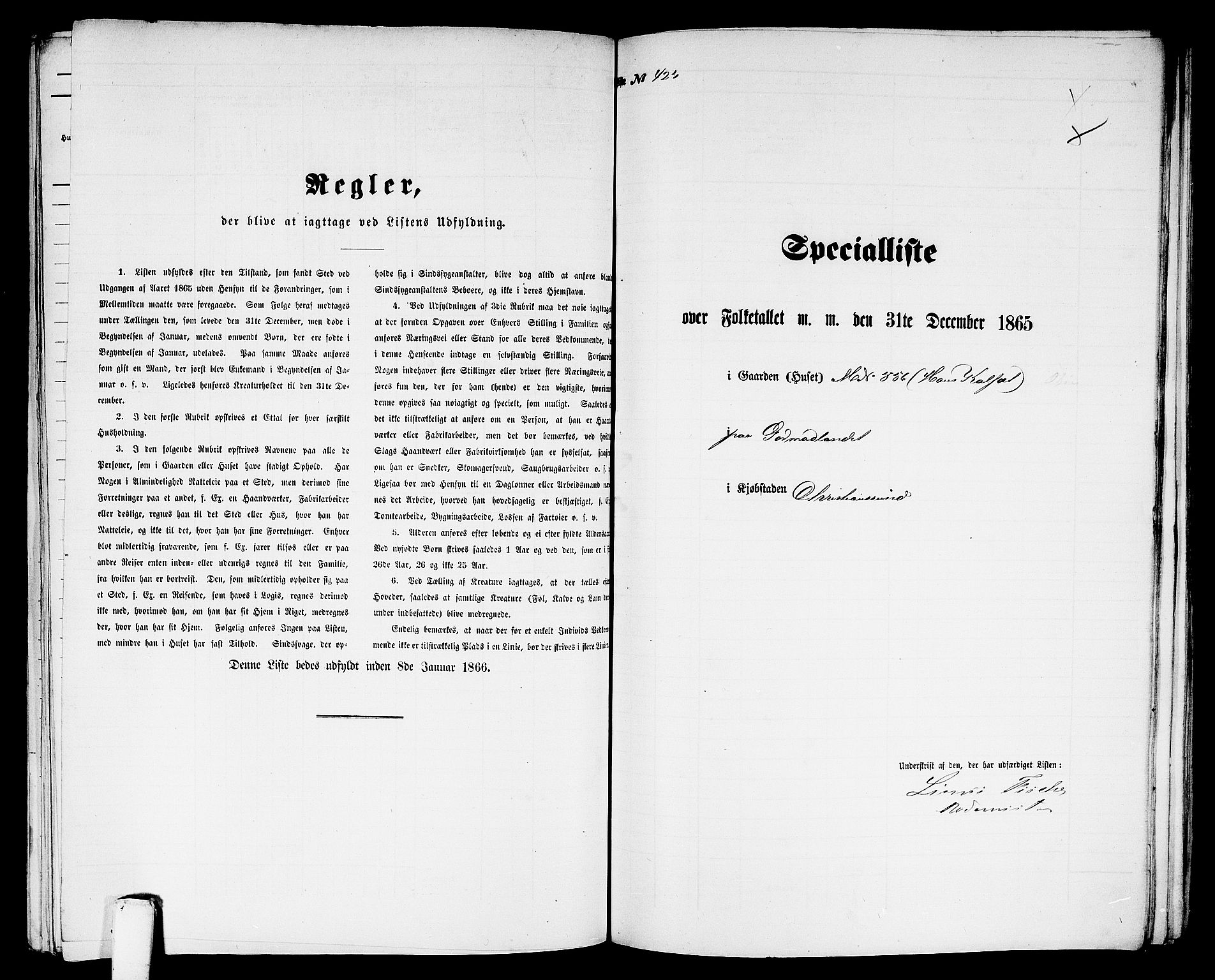 RA, Folketelling 1865 for 1503B Kristiansund prestegjeld, Kristiansund kjøpstad, 1865, s. 863