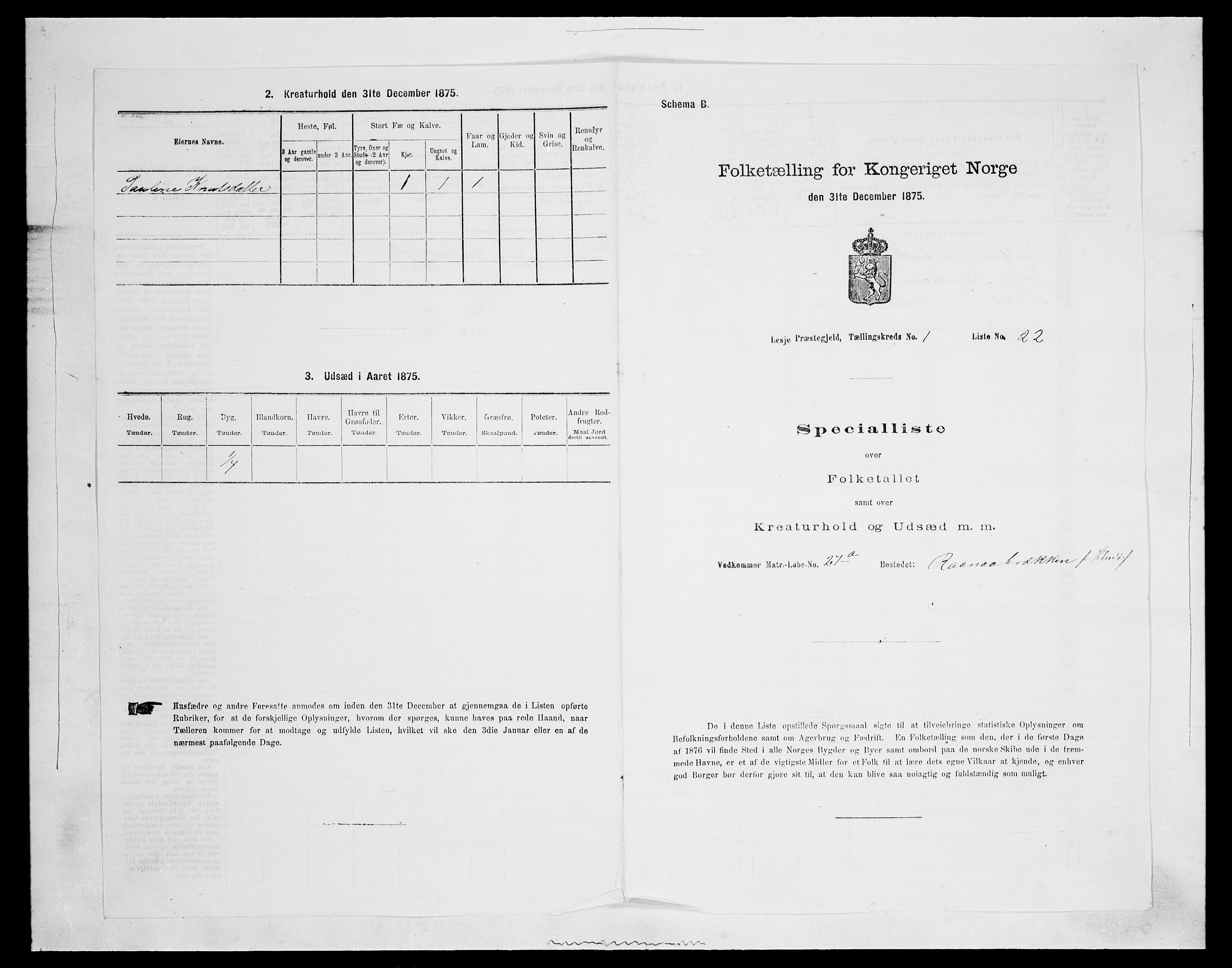 SAH, Folketelling 1875 for 0512P Lesja prestegjeld, 1875, s. 126