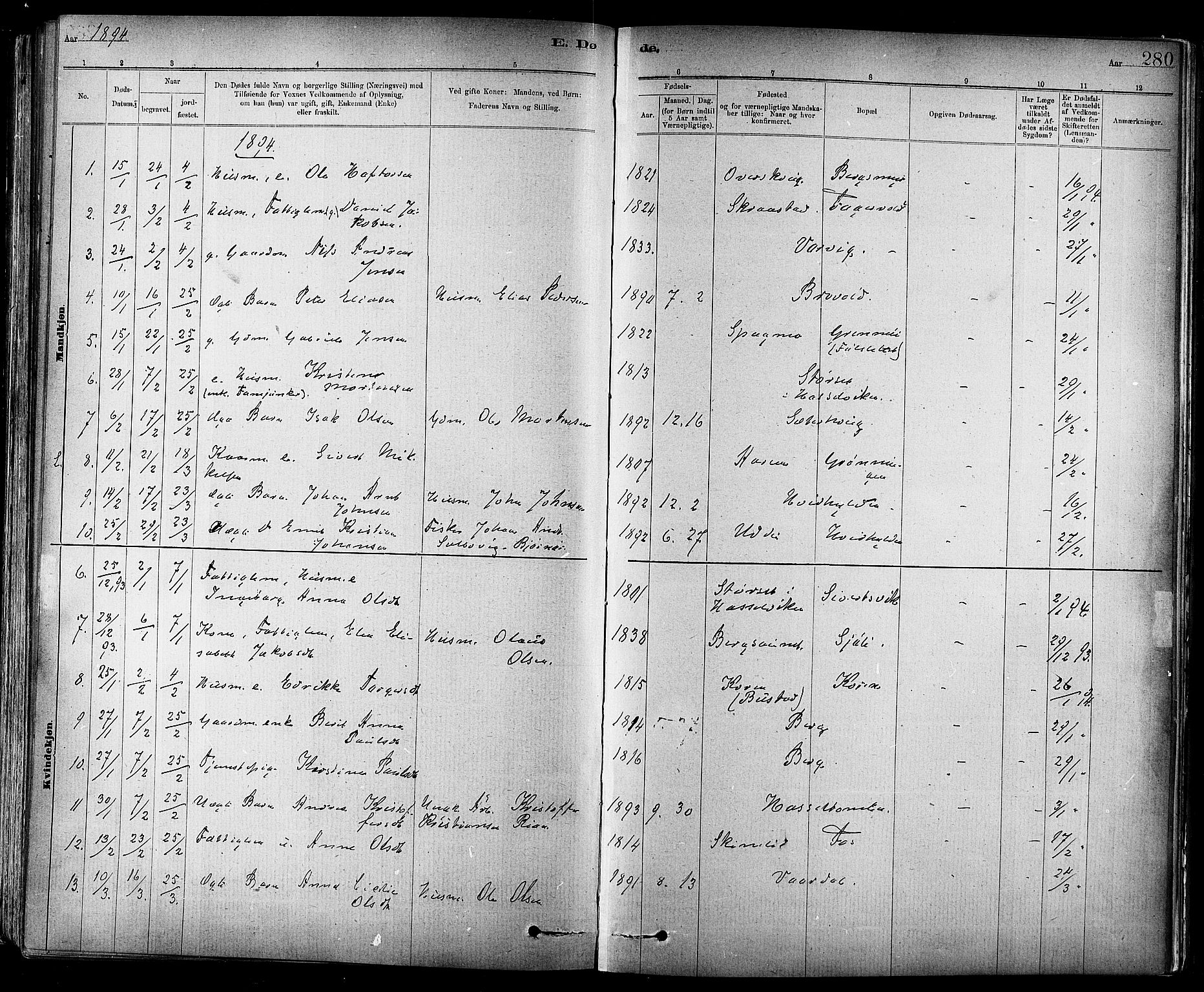 Ministerialprotokoller, klokkerbøker og fødselsregistre - Sør-Trøndelag, SAT/A-1456/647/L0634: Ministerialbok nr. 647A01, 1885-1896, s. 280
