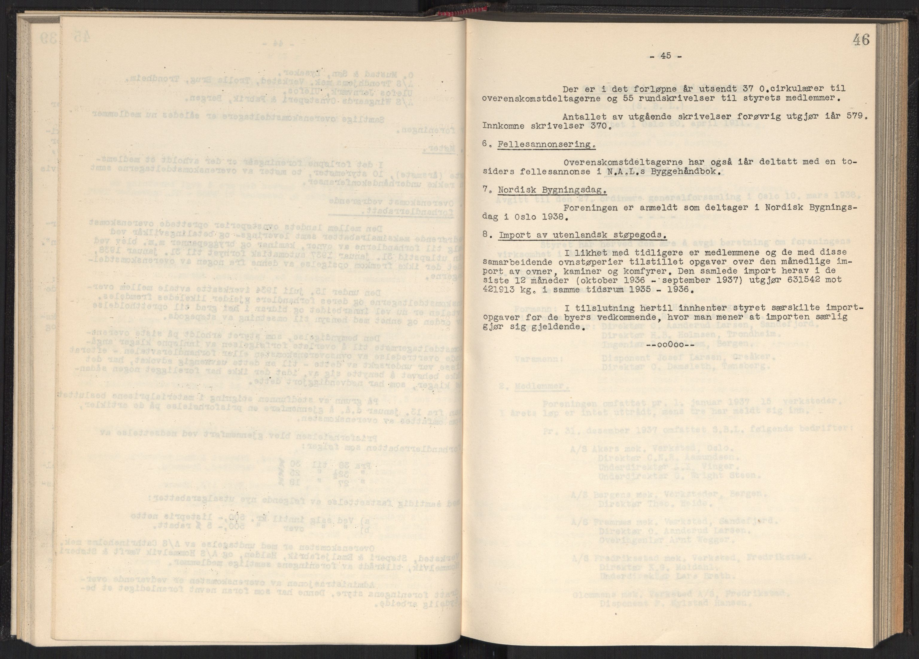 Teknologibedriftenes Landsforening TBL, RA/PA-1700/A/Ad/L0006: Årsberetning med register, 1937-1943, s. 46