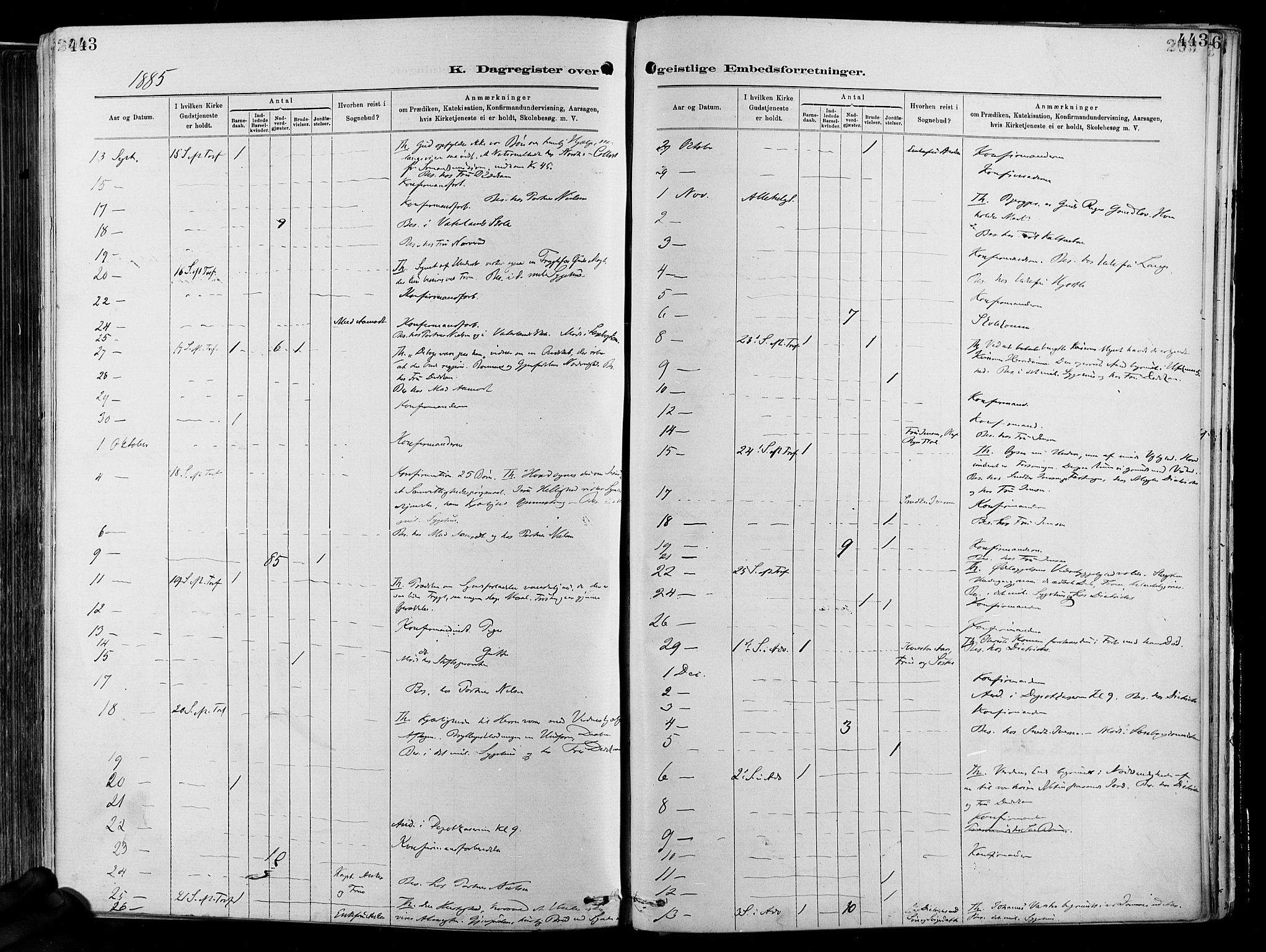 Garnisonsmenigheten Kirkebøker, SAO/A-10846/F/Fa/L0012: Ministerialbok nr. 12, 1880-1893, s. 443