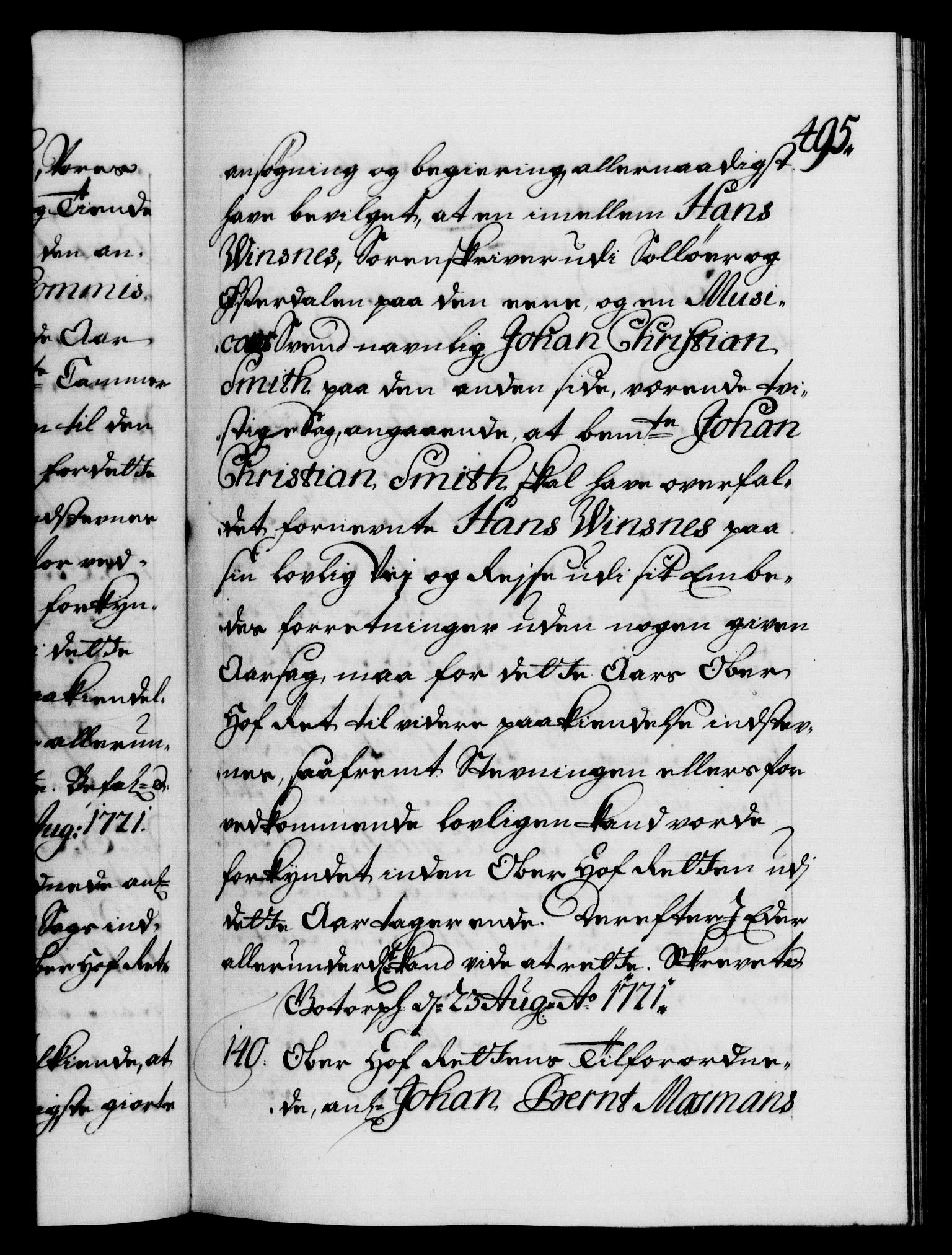 Danske Kanselli 1572-1799, AV/RA-EA-3023/F/Fc/Fca/Fcab/L0021: Norske tegnelser, 1719-1721, s. 495a