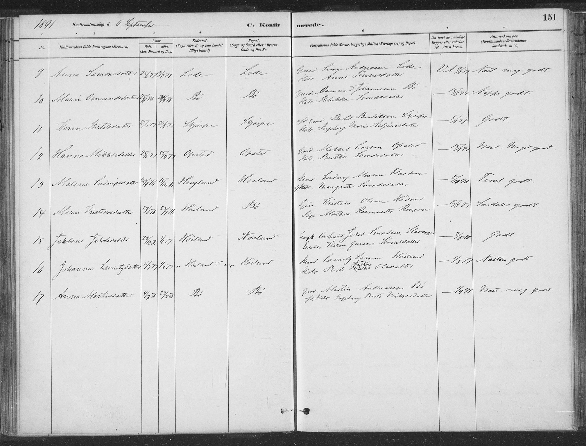 Hå sokneprestkontor, AV/SAST-A-101801/001/30BA/L0010: Ministerialbok nr. A 9, 1879-1896, s. 151
