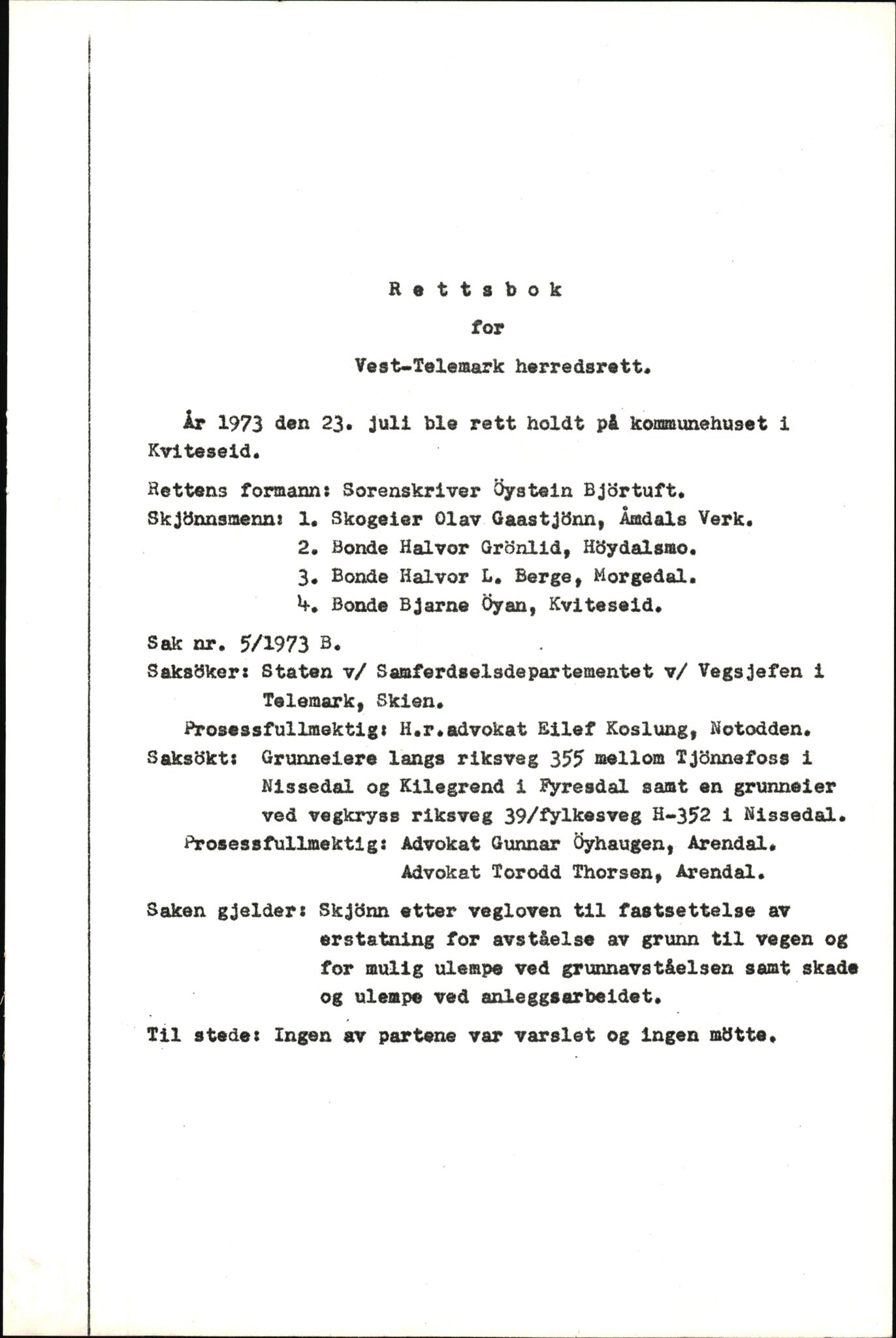Vest-Telemark sorenskriveri, AV/SAKO-A-134/F/Fo/Fob/L0004: Skjønn/rettsbøker for kraftutbygging/veg, 1973-1989, s. 95