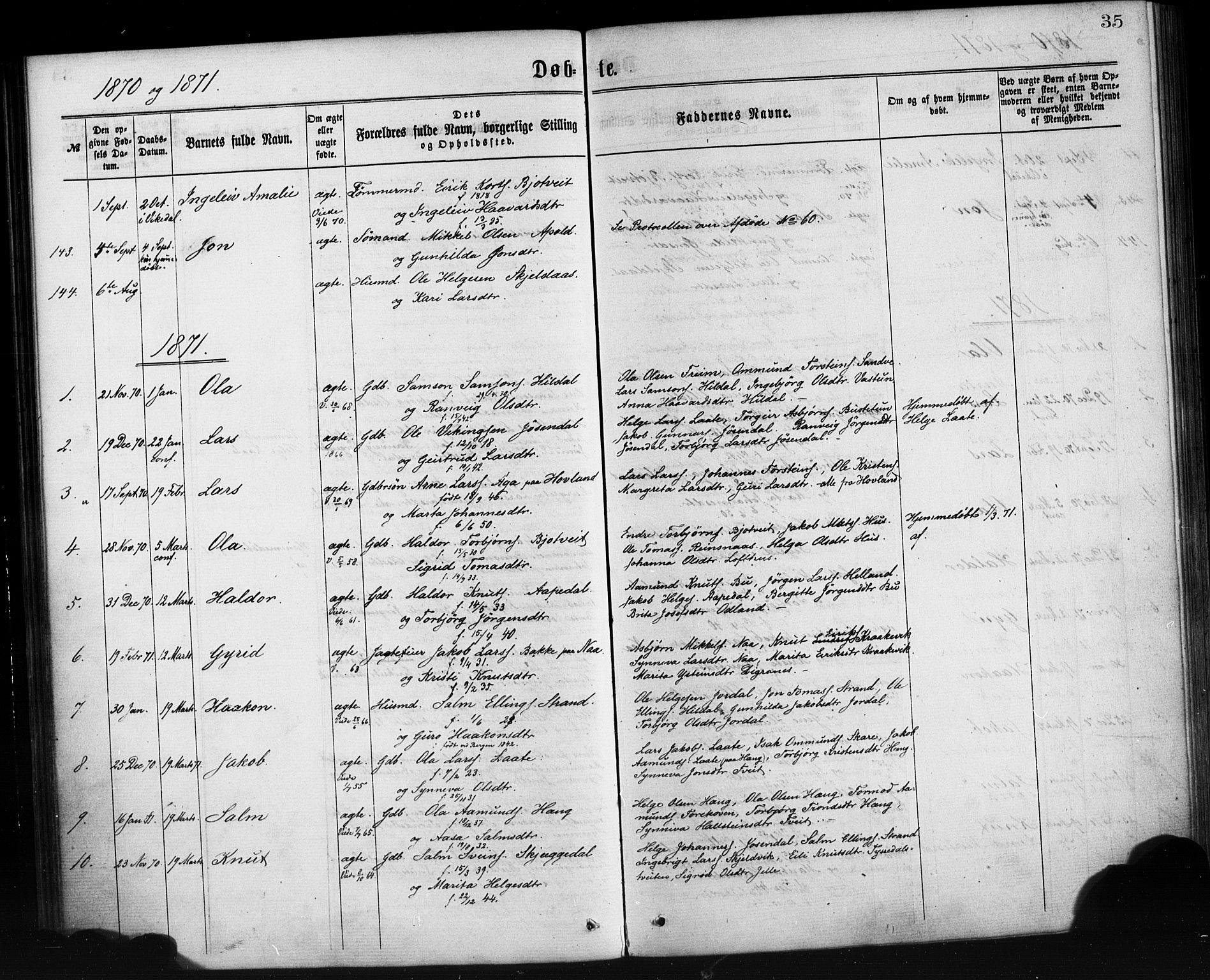 Ullensvang sokneprestembete, AV/SAB-A-78701/H/Haa: Ministerialbok nr. A 12, 1867-1881, s. 35