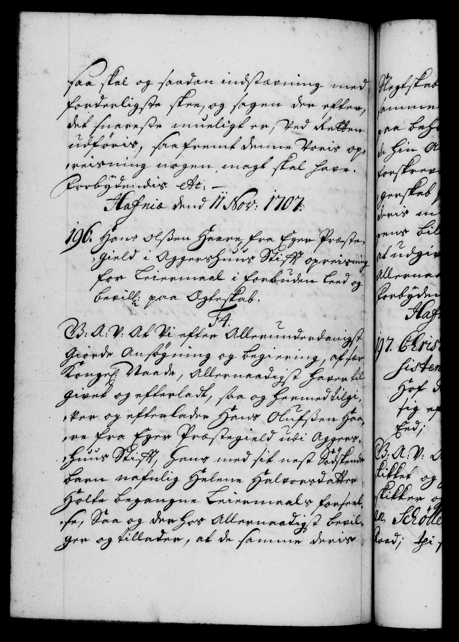 Danske Kanselli 1572-1799, AV/RA-EA-3023/F/Fc/Fca/Fcaa/L0019: Norske registre, 1704-1707, s. 612b