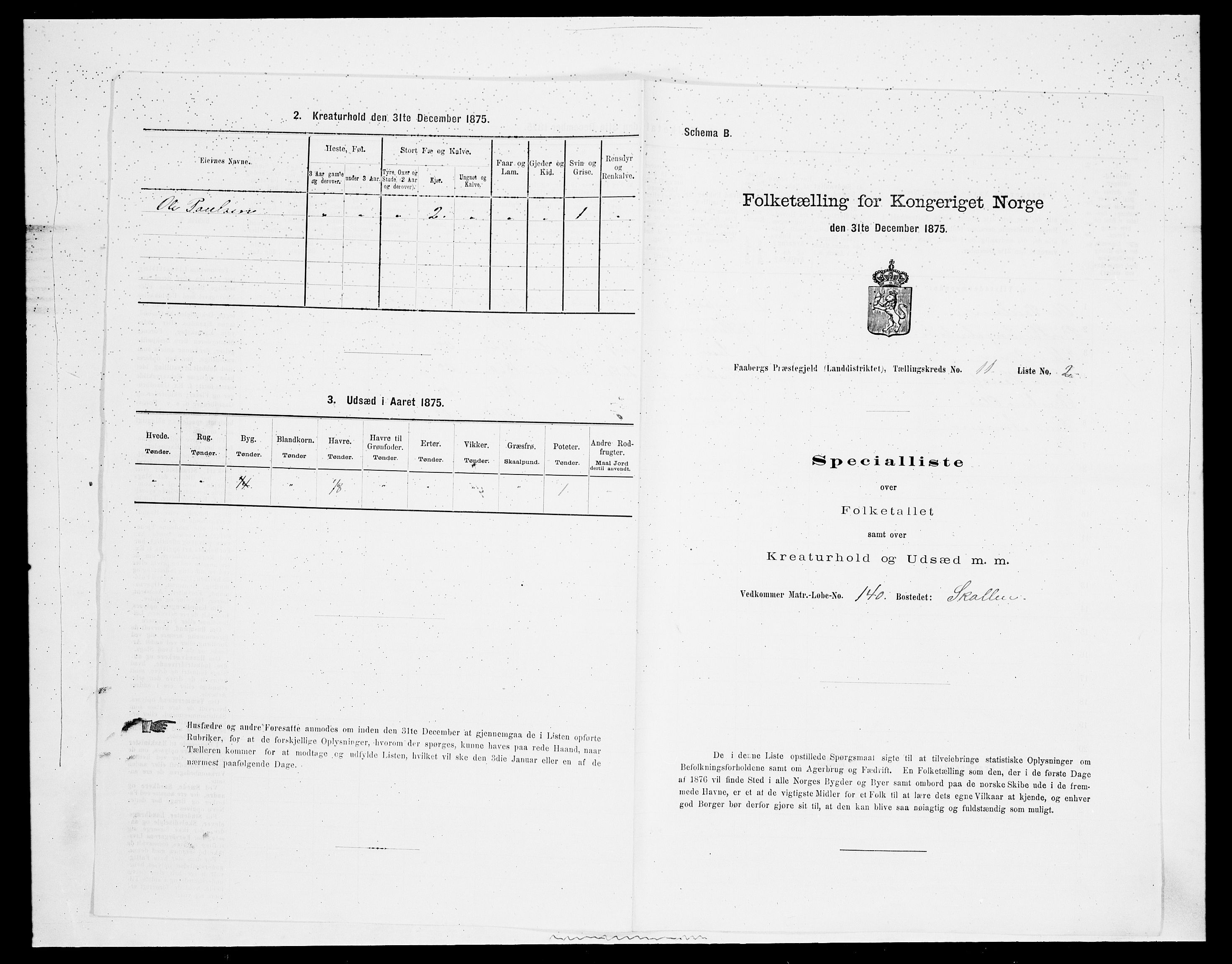 SAH, Folketelling 1875 for 0524L Fåberg prestegjeld, Fåberg sokn og Lillehammer landsokn, 1875, s. 1324